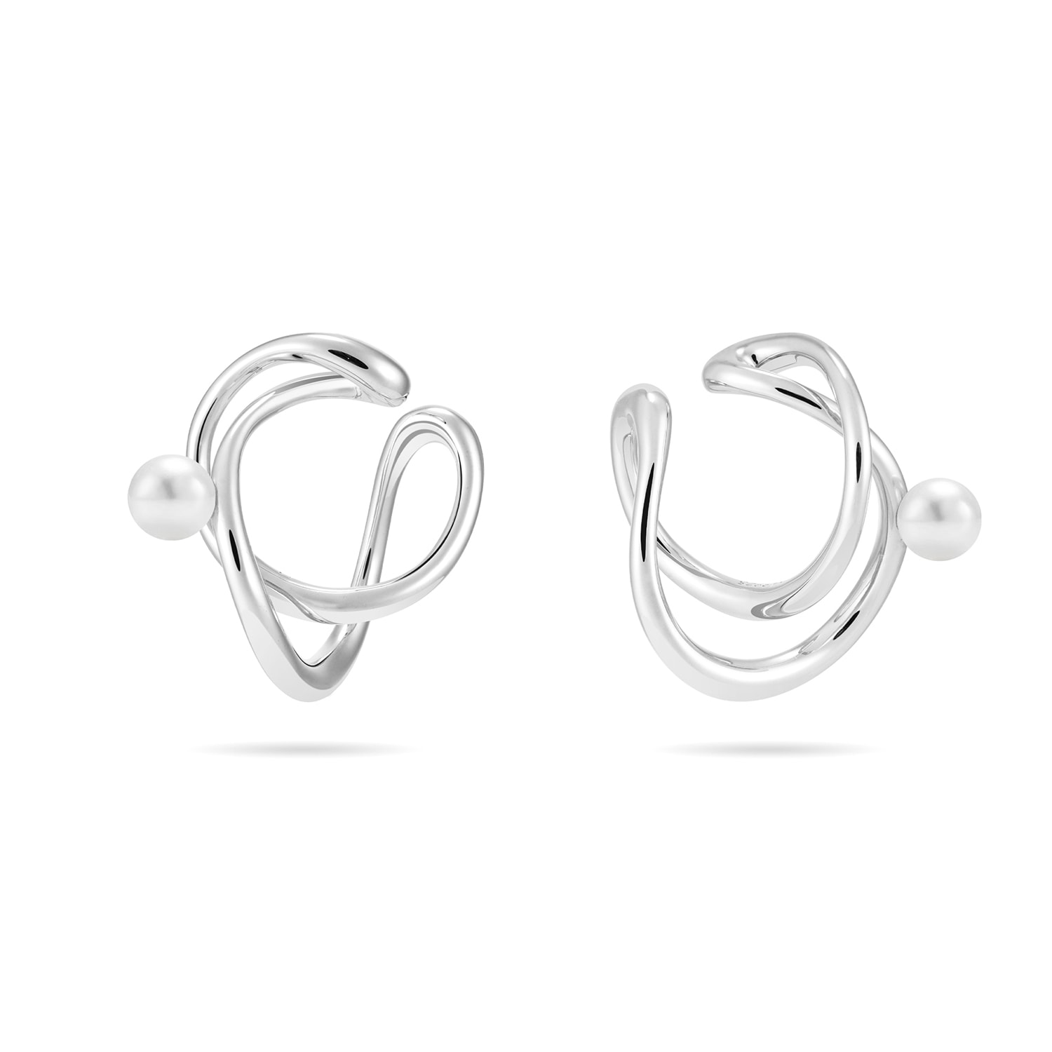 Meulien Women's Infinity Pearl Ear Cuff - Silver In Gray