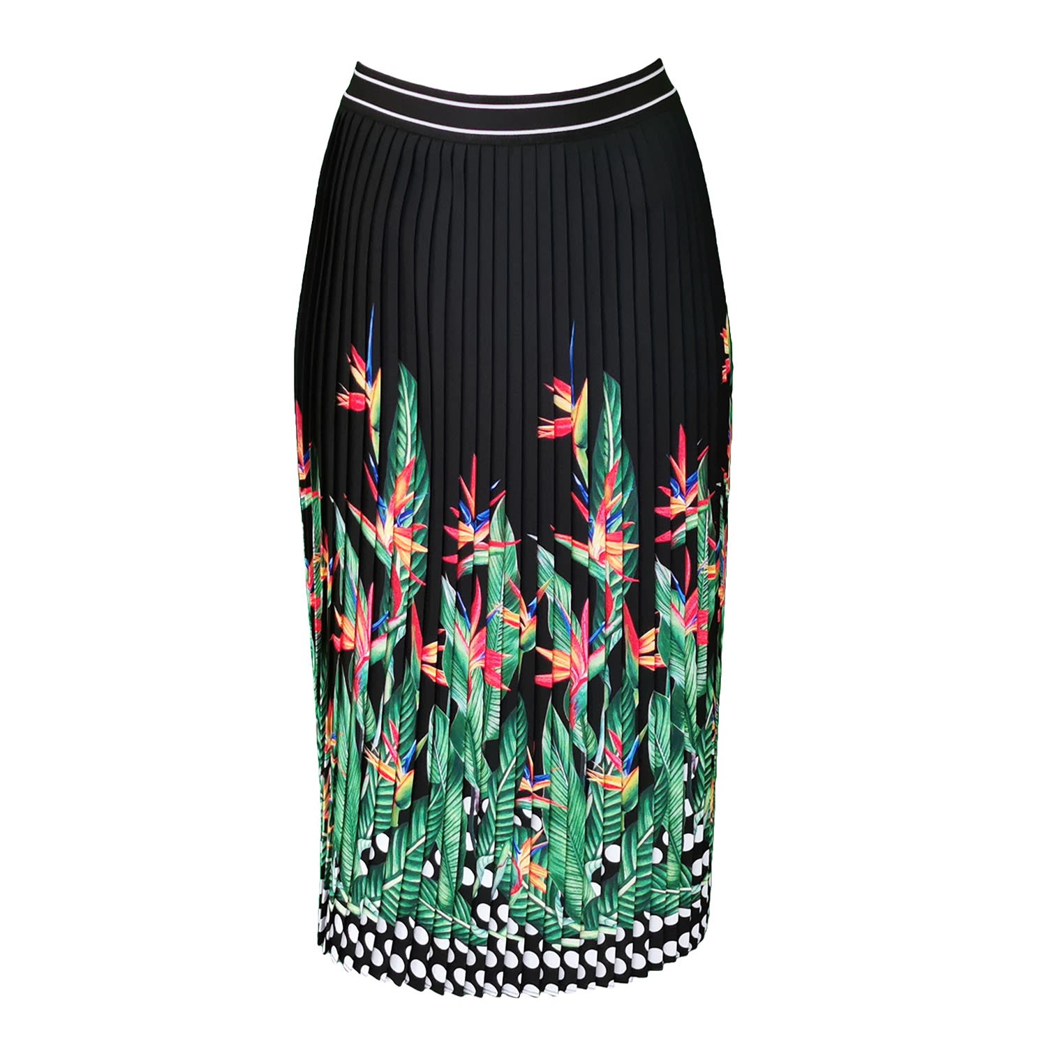 Lalipop Design Women's Palm Tree Print Pleated Midi Skirt In Black/white