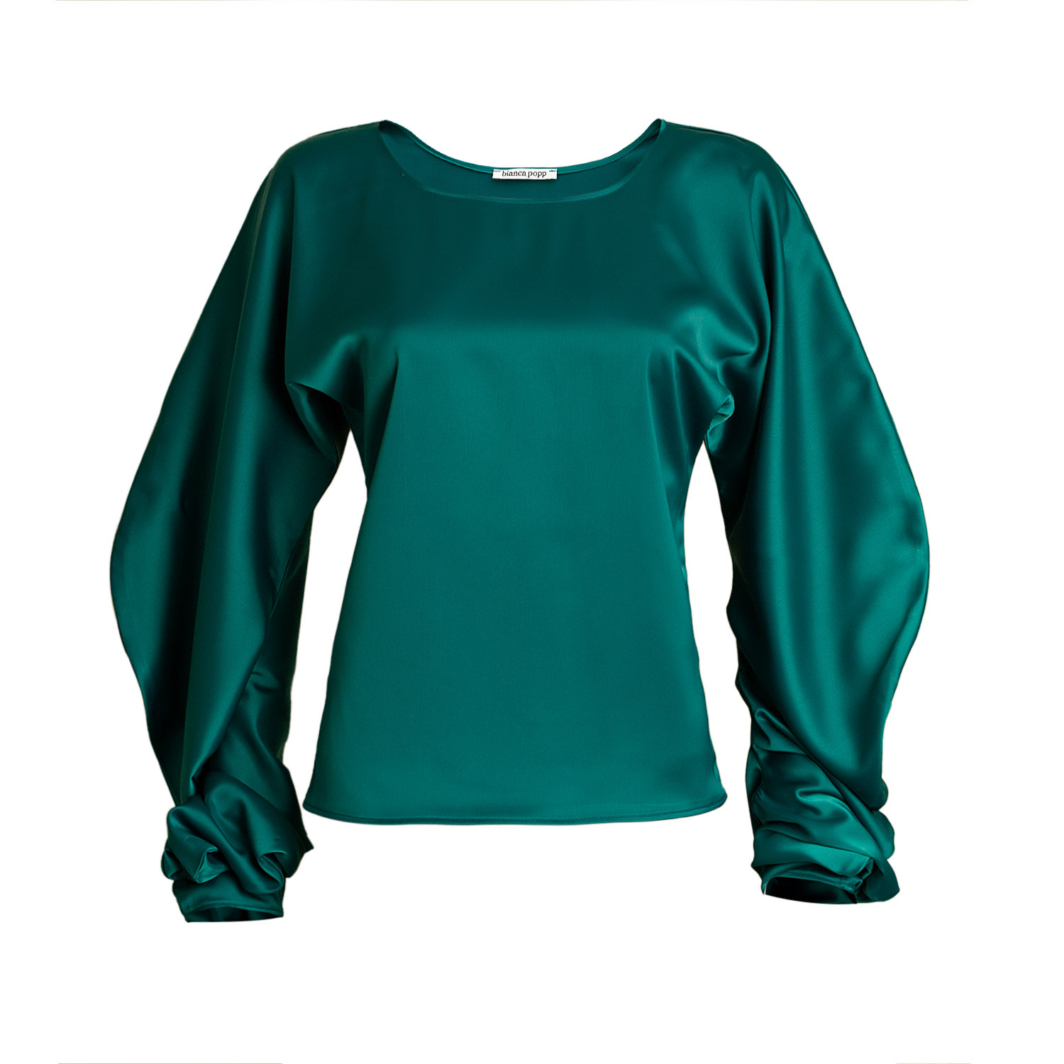 Bianca Popp Women's Puff Blouse With Long Sleeves In Teal Green In Green