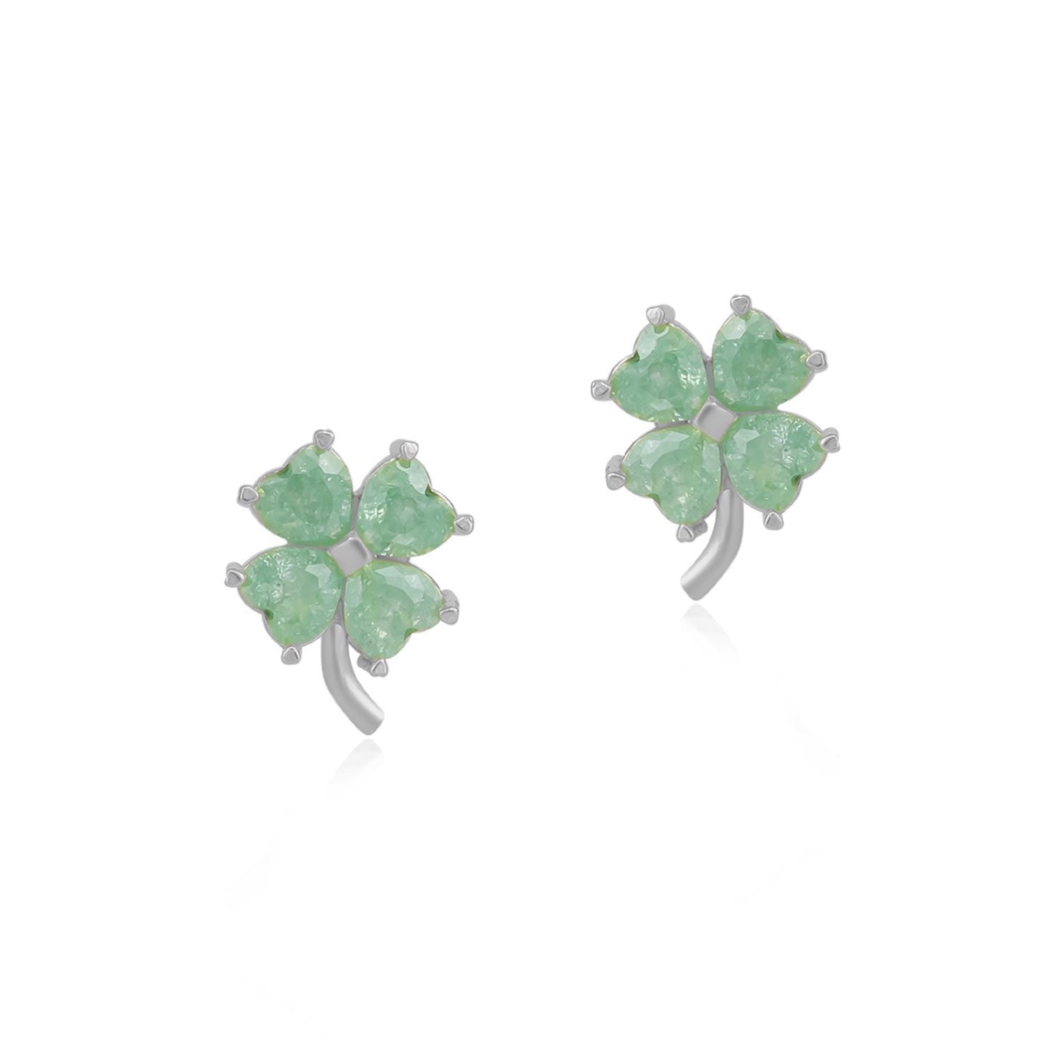 Spero London Women's Four Leaf Clover Sterling Silver Stud Earrings - Green