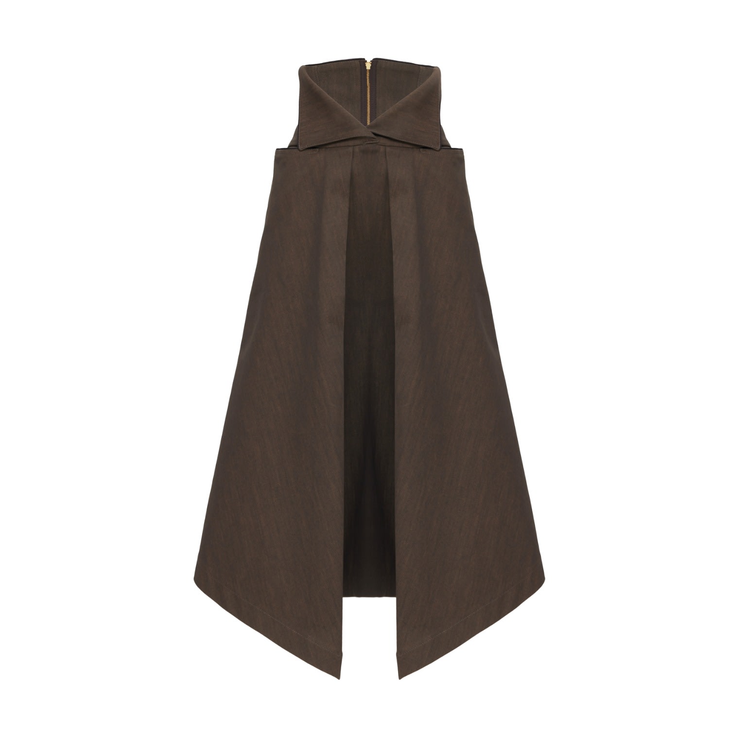Julia Allert Women's Asymmetrical Hem High-waisted Denim Skirt Brown In Brown