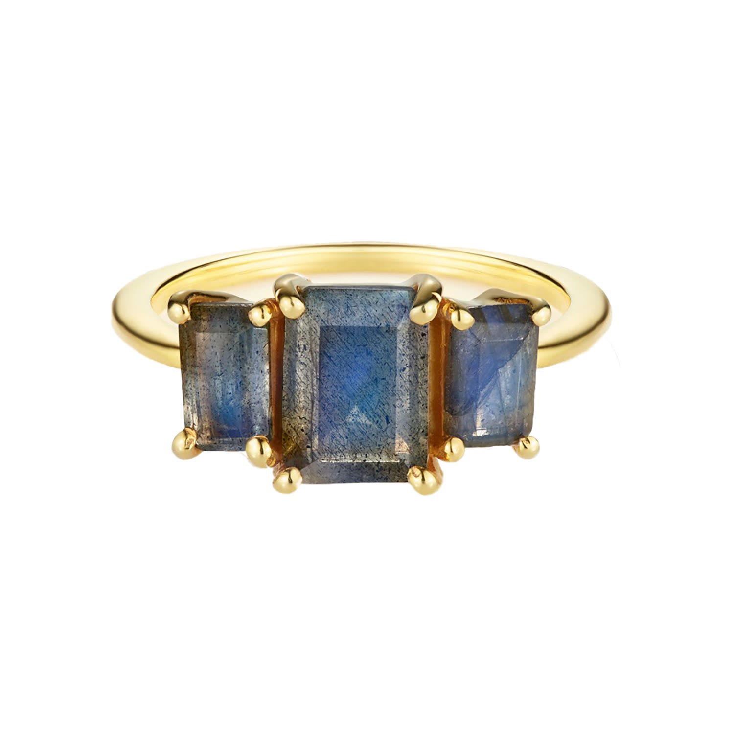 Women’s Gold / Blue Labradorite Triple Baguette Cut Deco Gold Ring Venu J Collection