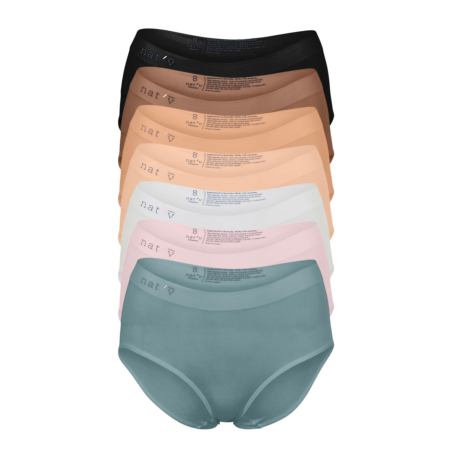 Women’s Blue / Neutrals / Pink Classic Brief Weekly Set Of Seven Large Natv Basics