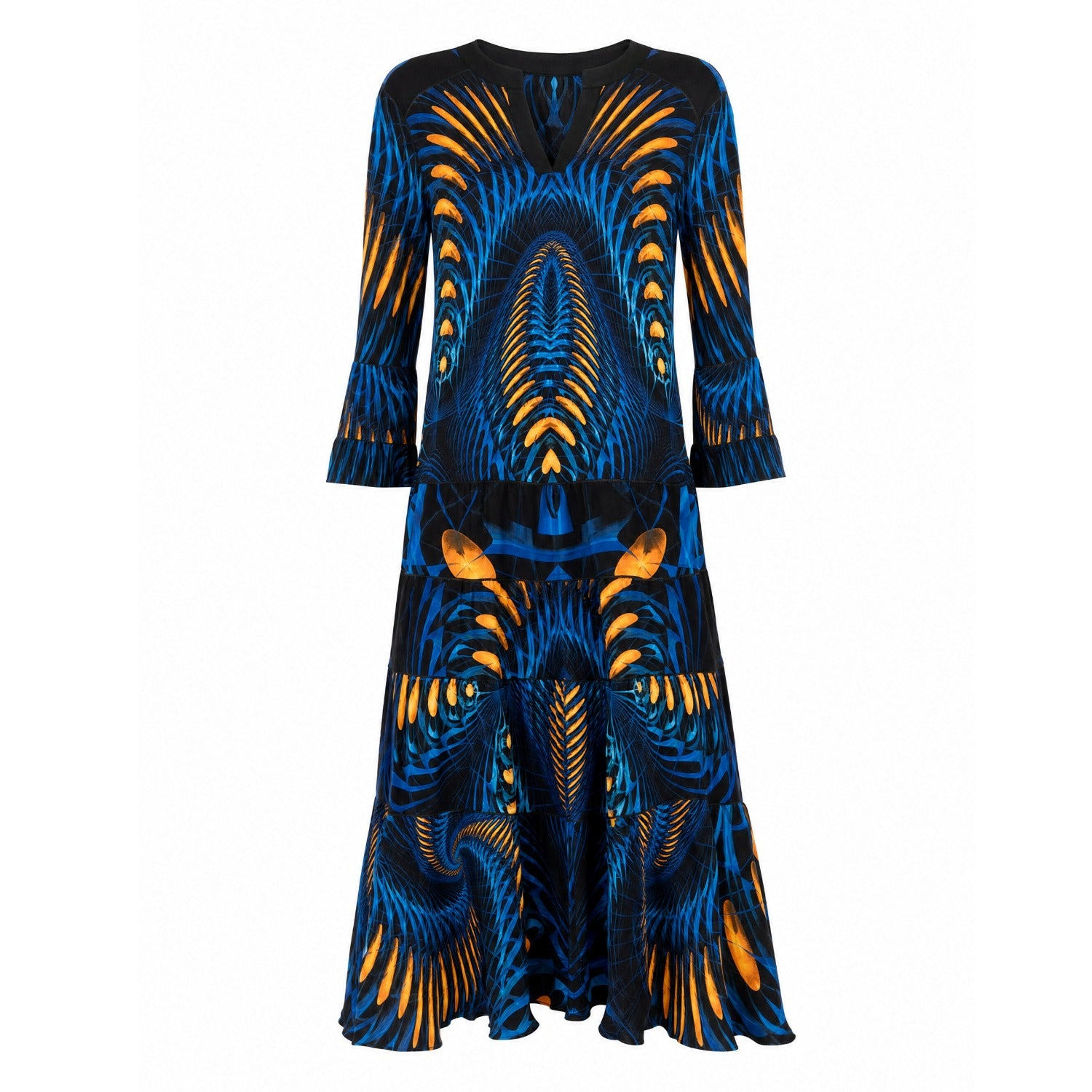 Eva Varro Women's  Four Tier Shoulder Yoke Ruffle Sleeve Dress - Handcrafted In Los Angeles