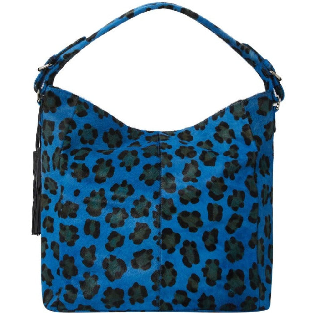 Women’s Blue Leopard Print Calf Hair Leather Top Handle Grab Bag Bxanr One Size Brix+Bailey