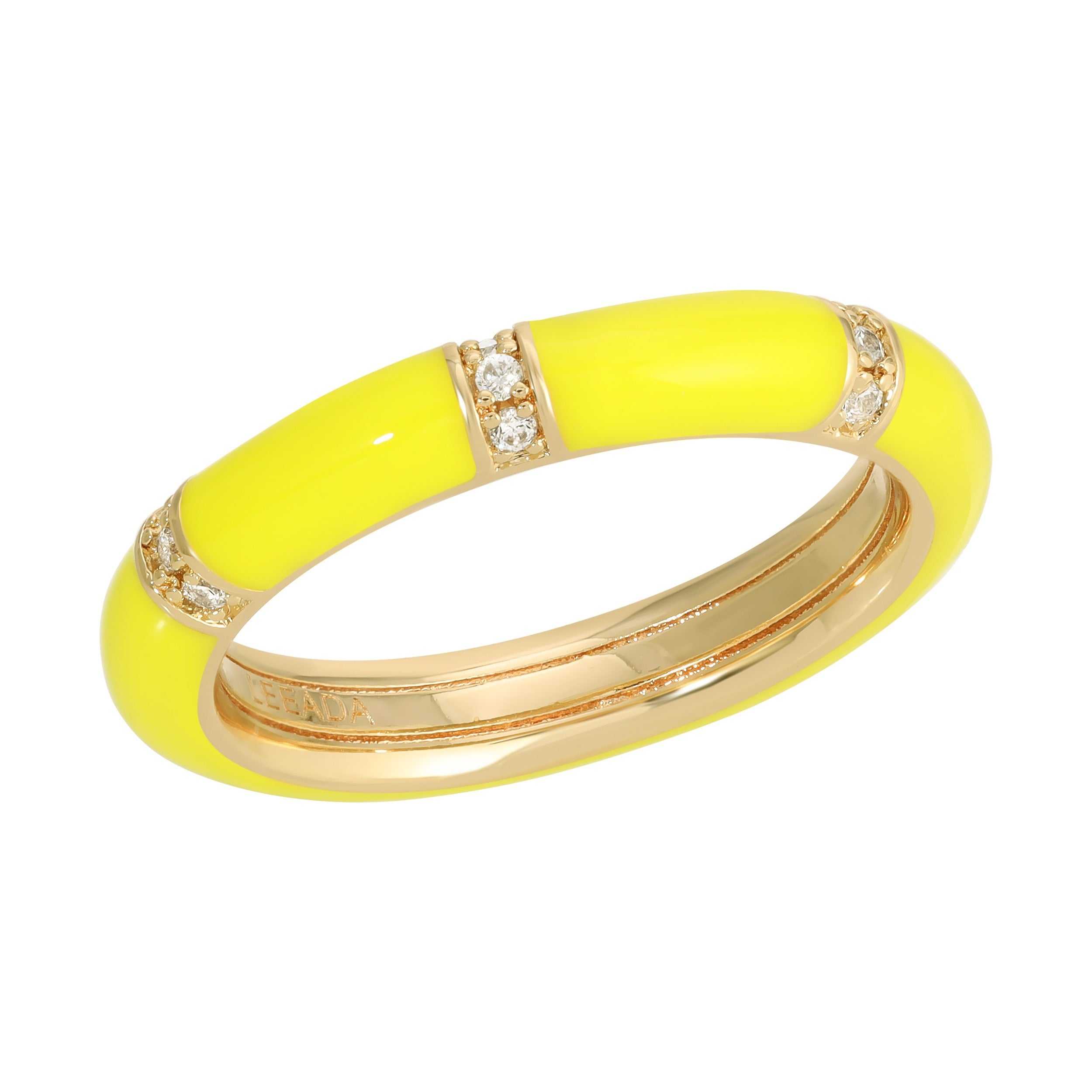 Women’s Yellow / Orange Lamill Enamel Stacking Ring - Daffodil Yellow Leeada Jewelry