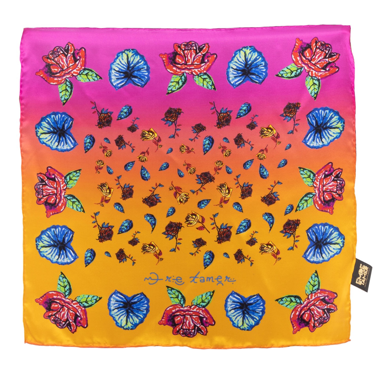 Women’s Pink / Purple Silk Scarf-Floral Pink Emre Tamer-London