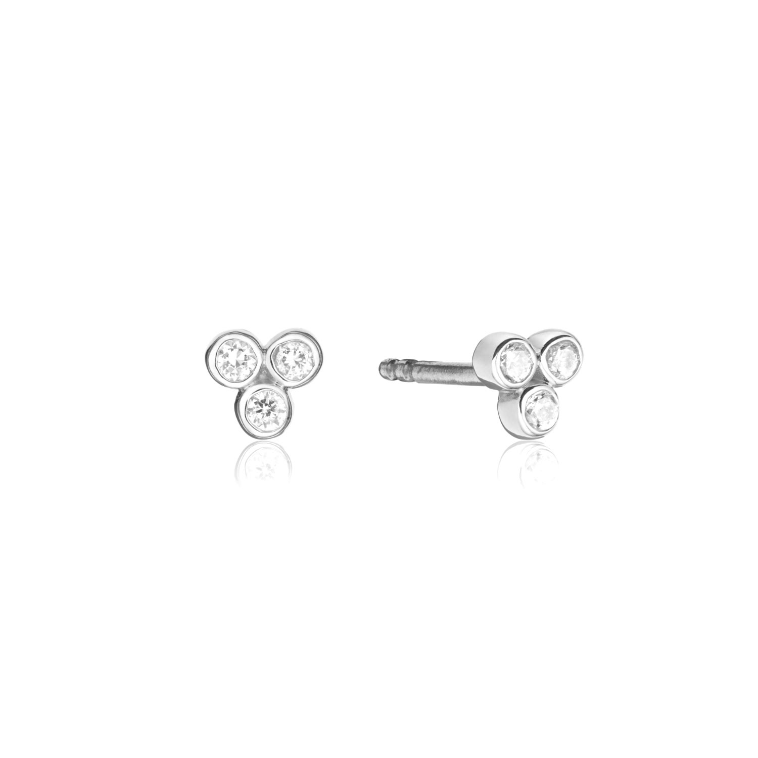 Lily & Roo Women's Silver Diamond Style Pyramid Stud Earrings In Silver
