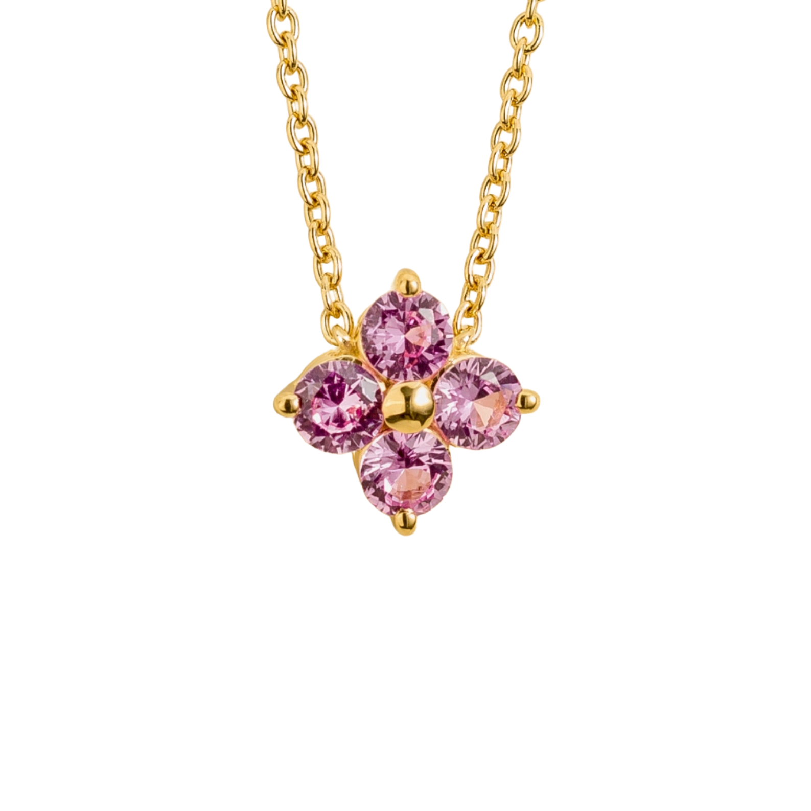 Juvetti Women's Gold / Pink Petale Gold Necklace Pink Sapphire & Diamond In Multi