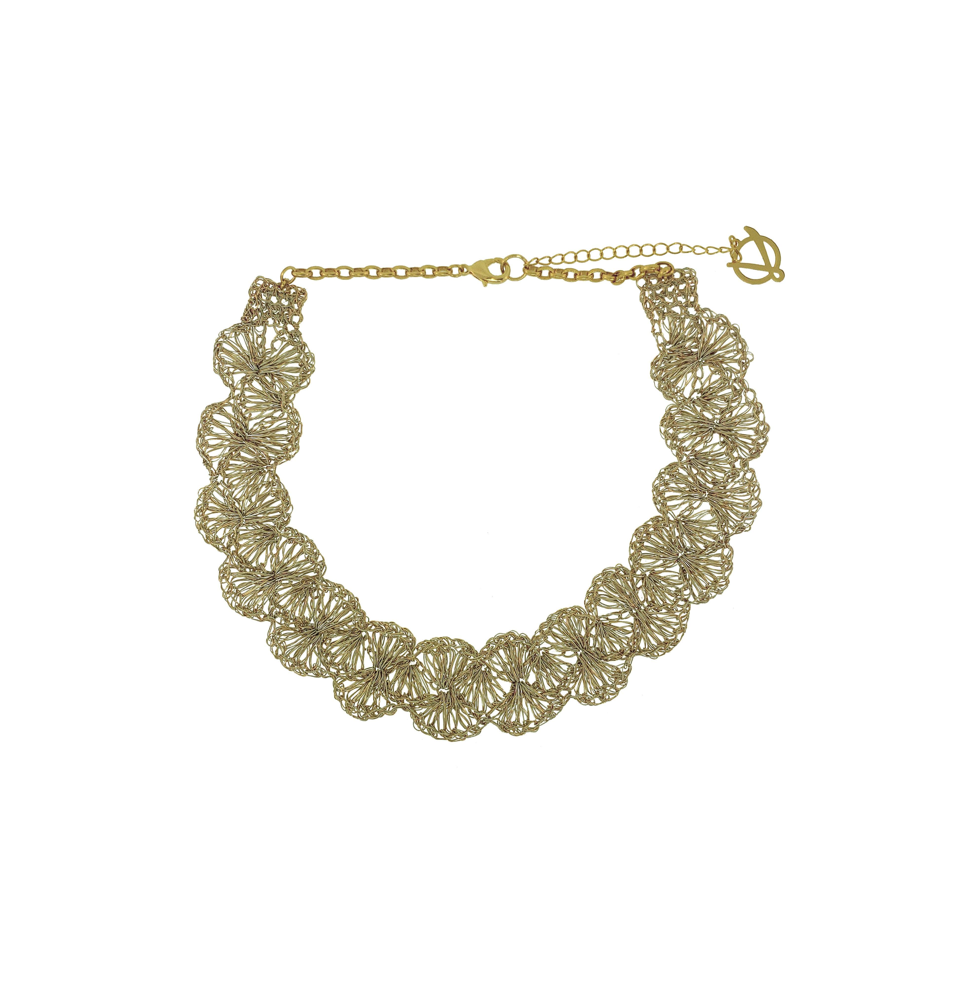 Lavish By Tricia Milaneze Women's Neutrals / Gold / White Vintage Gold Shells Handmade Crochet Necklace