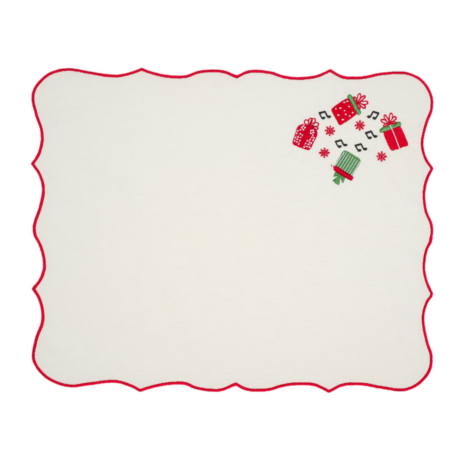 Neutrals Set Of Two Christmas Gift Embroidery Cotton Placemat Km Home Collection