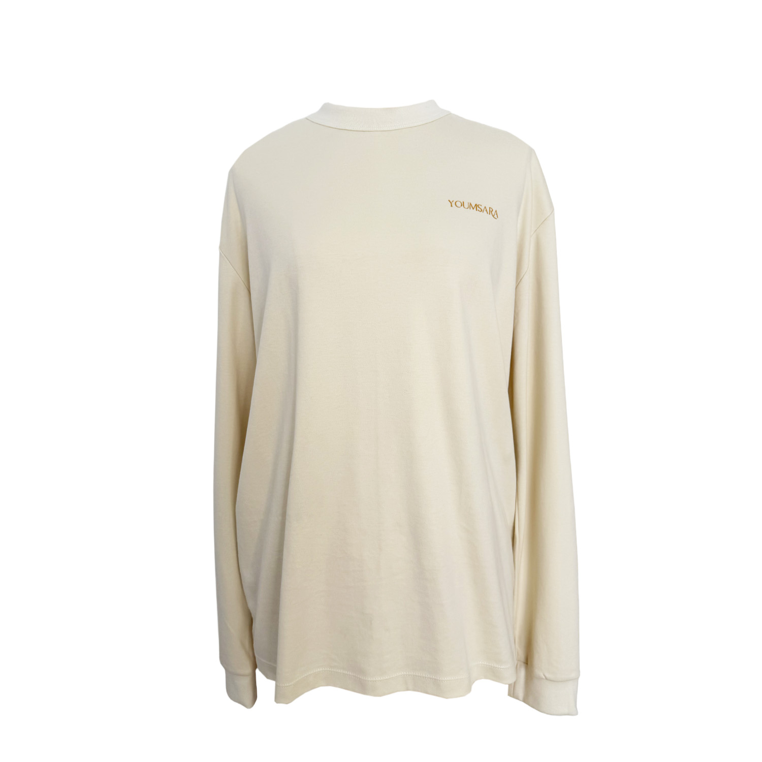 Youmsara Women's Neutrals / White Dune Long-sleeve Tee – Bone-coloured Crewneck