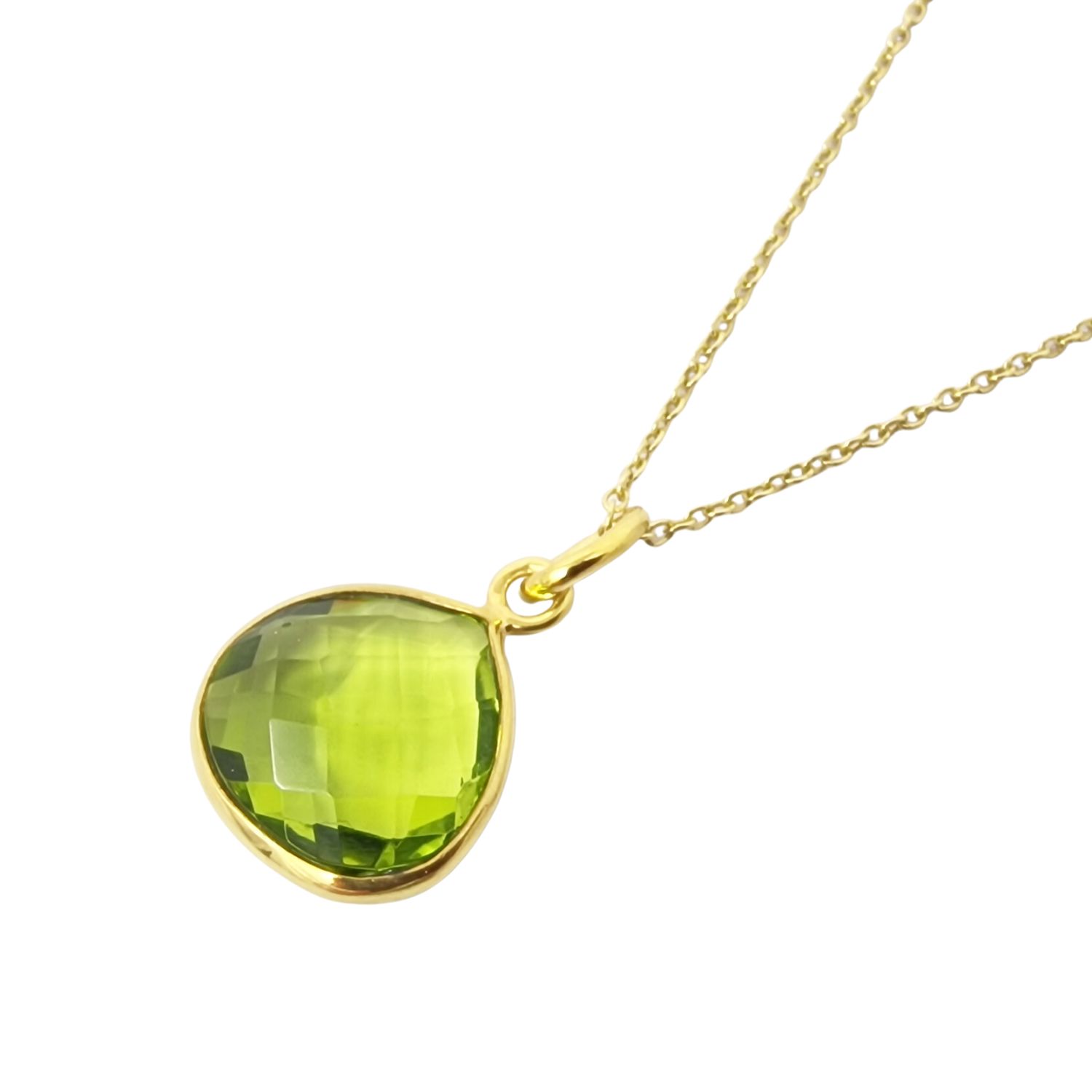 Harfi Women's Gold Vermeil Green Peridot  August Birthstone Shiny Glow Necklace In Green