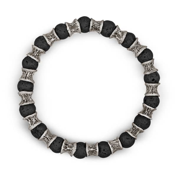 Gucci Lava Beads Oxidized Sterling Silver Bracelet In Silver