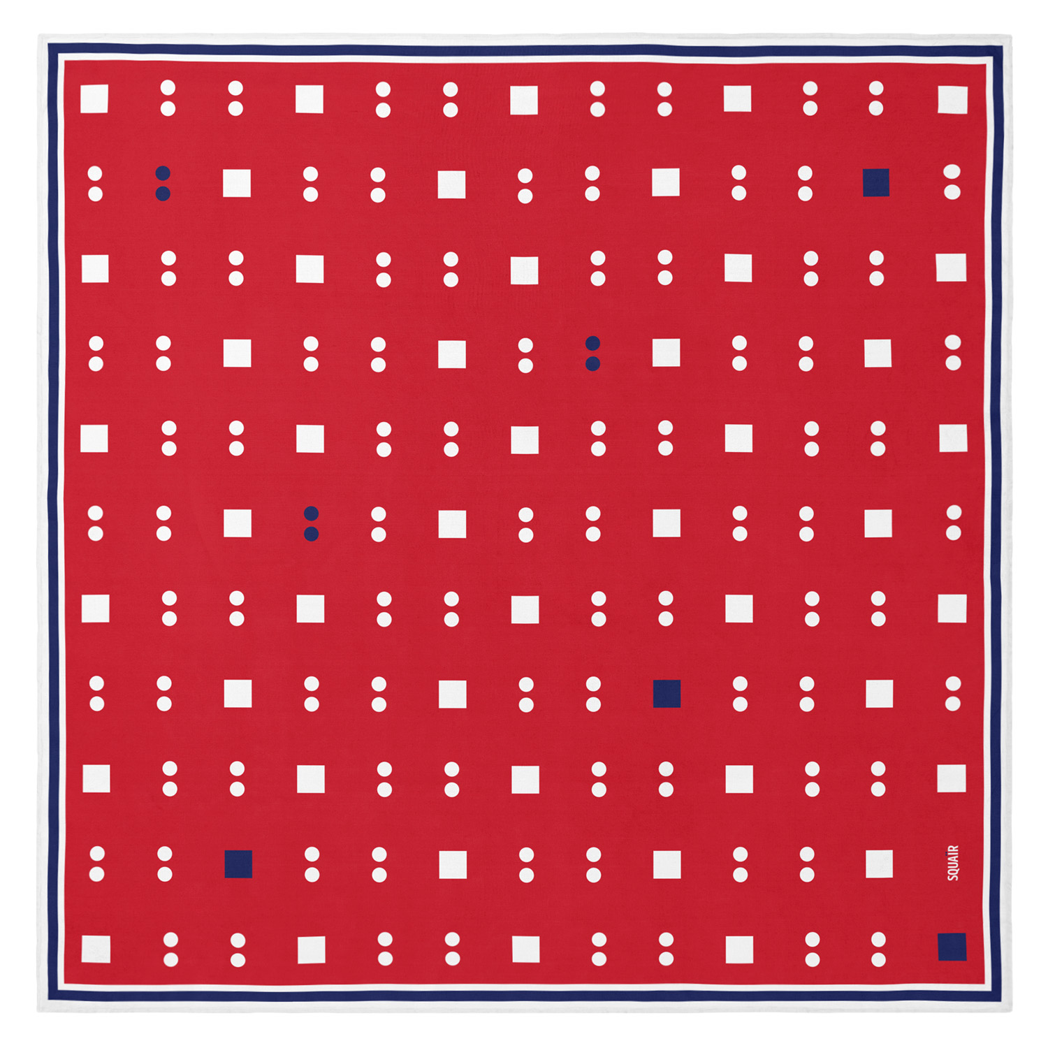 Squaïr Women's Blue / White / Red Syntax  Red Square Silk Scarf In Blue/white/red