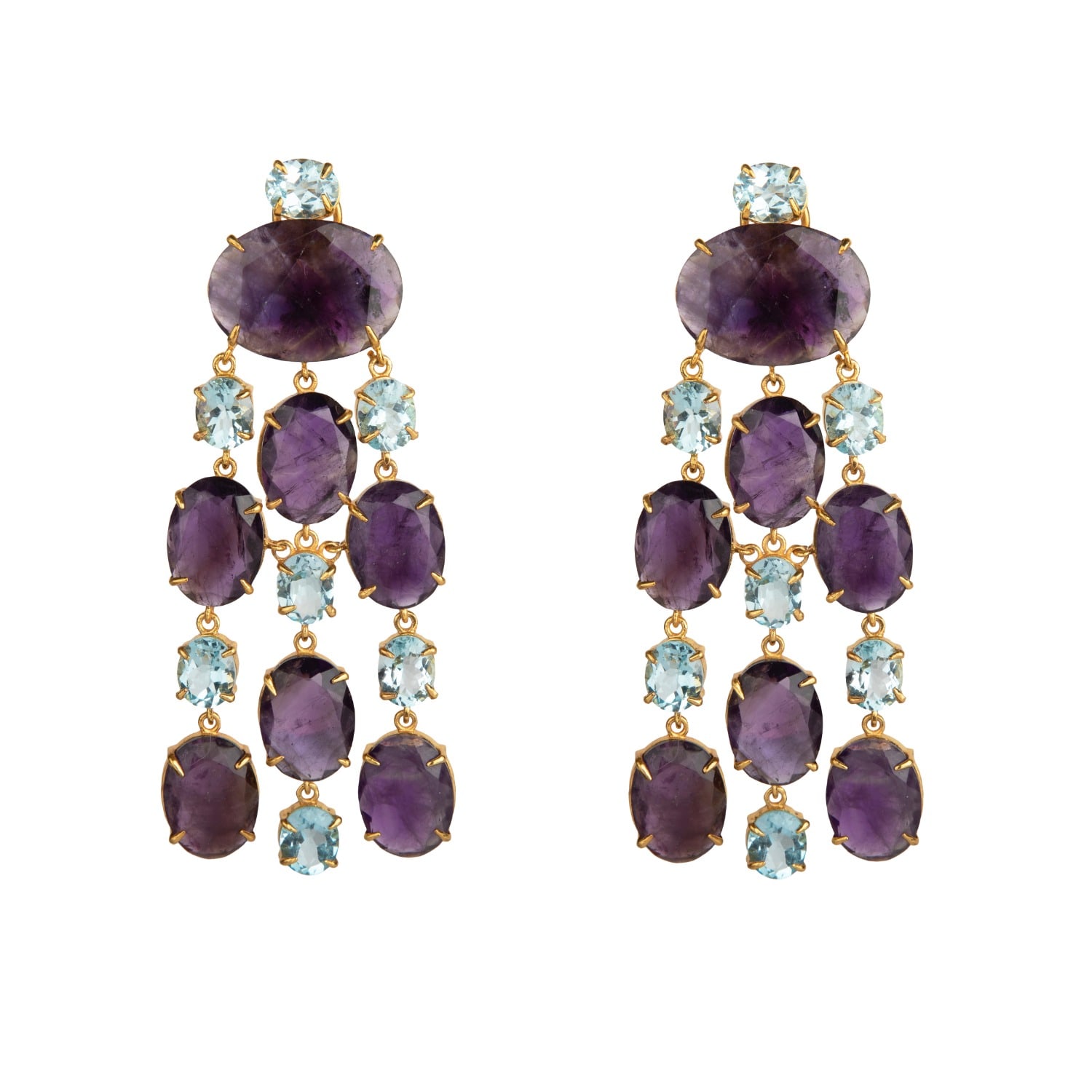 Bounkit Women's Blue / Pink / Purple Marysol Earrings Multicolor Clip On