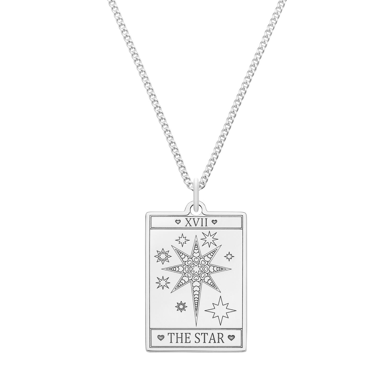 Cartergore Women's Medium Sterling Silver “the Star” Tarot Card Necklace In Metallic