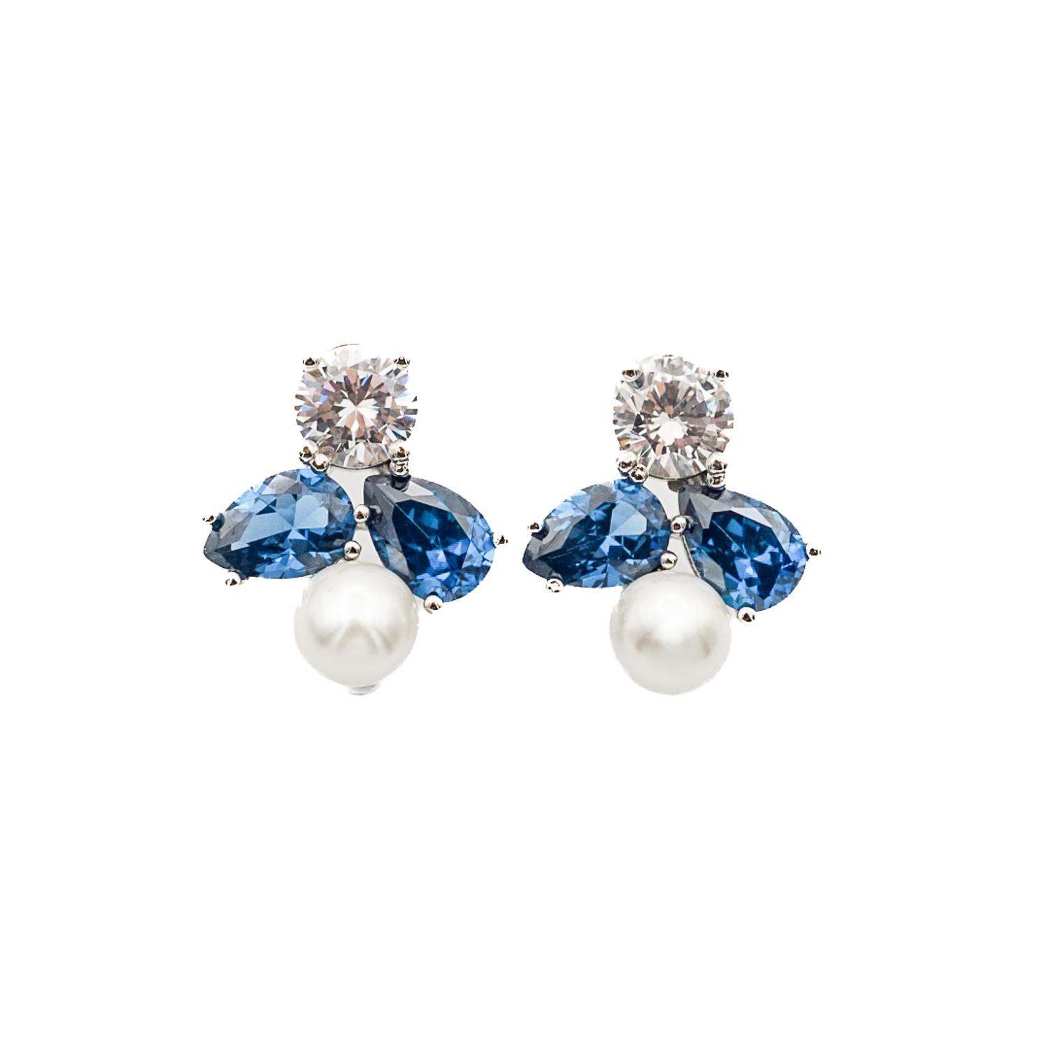 Miss Cecilia Women's Blue Aurora Pearl Ear Studs In Blue