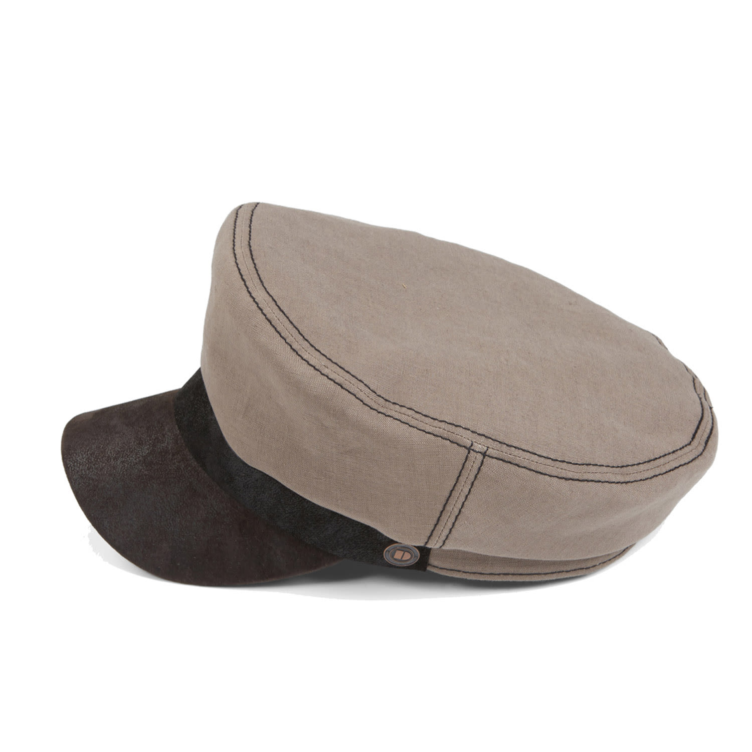Dasmarca Hats Men's Laboca Grey Linen Fisherman's Cap Sailor Cap With Leather Peak In Grey