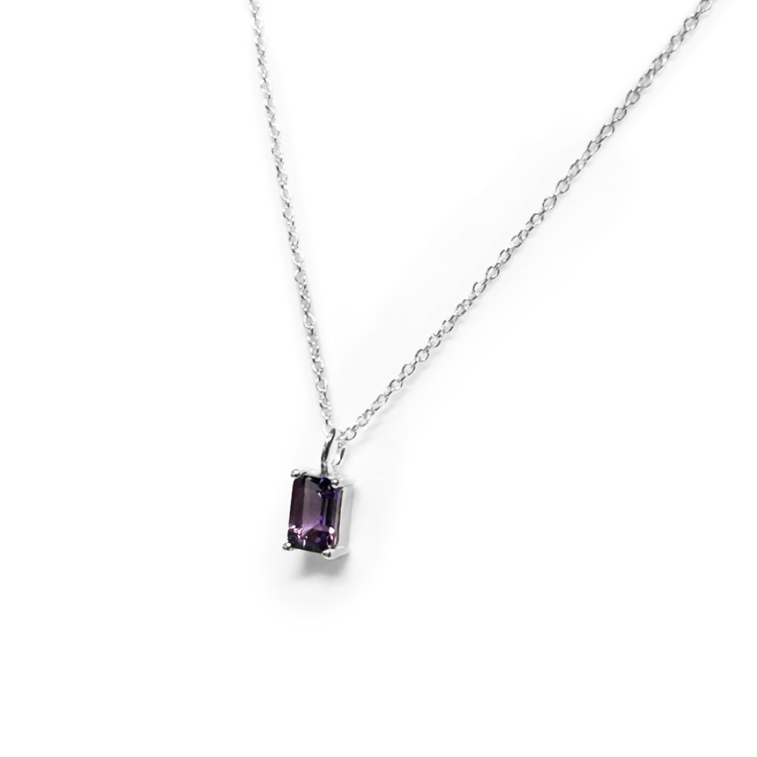 Women’s Pink / Purple / Silver Lucie Purple Amethyst & Silver Rectangle Necklace Fv Jewellery