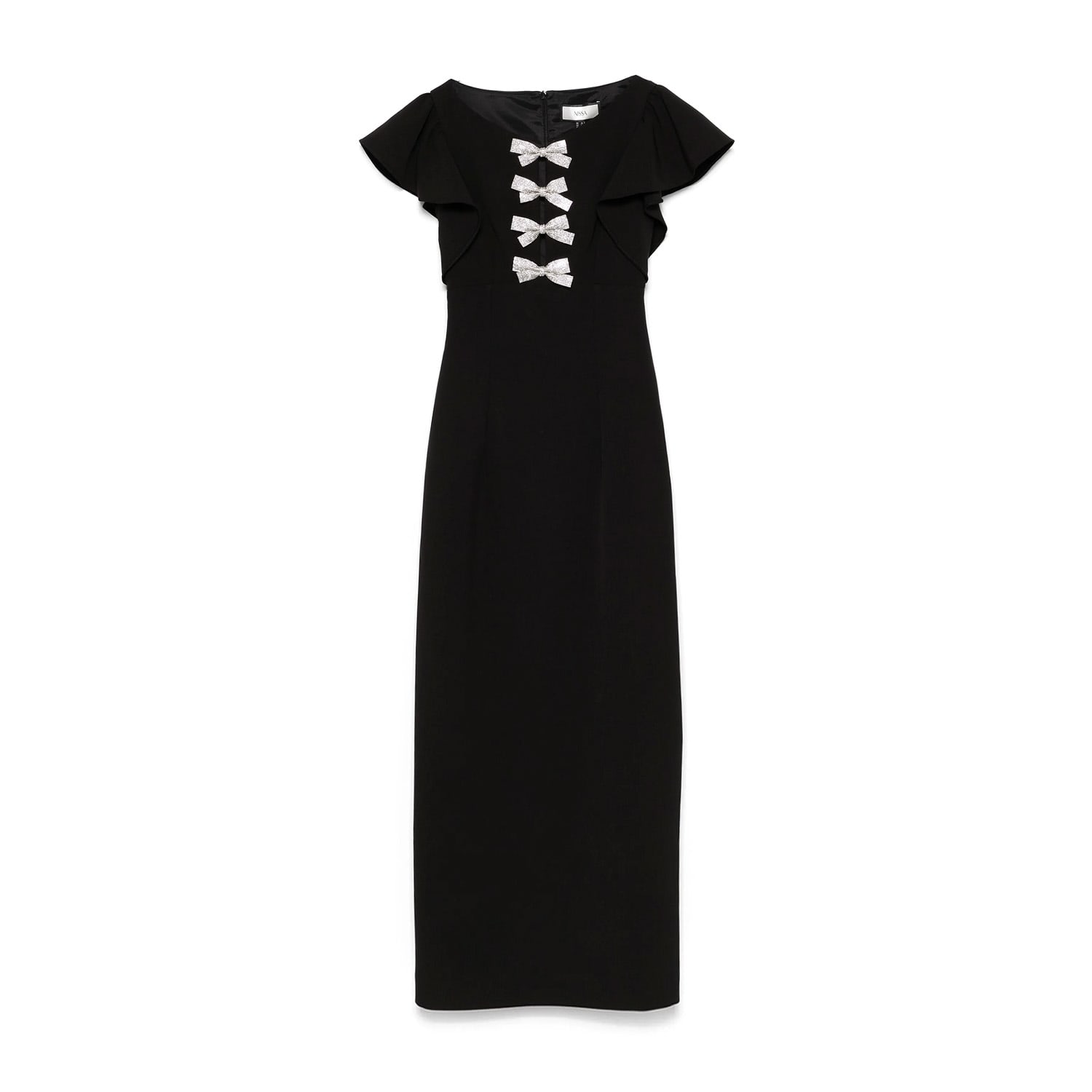 Nissa Women's Black Crystal-bow Midi Dress