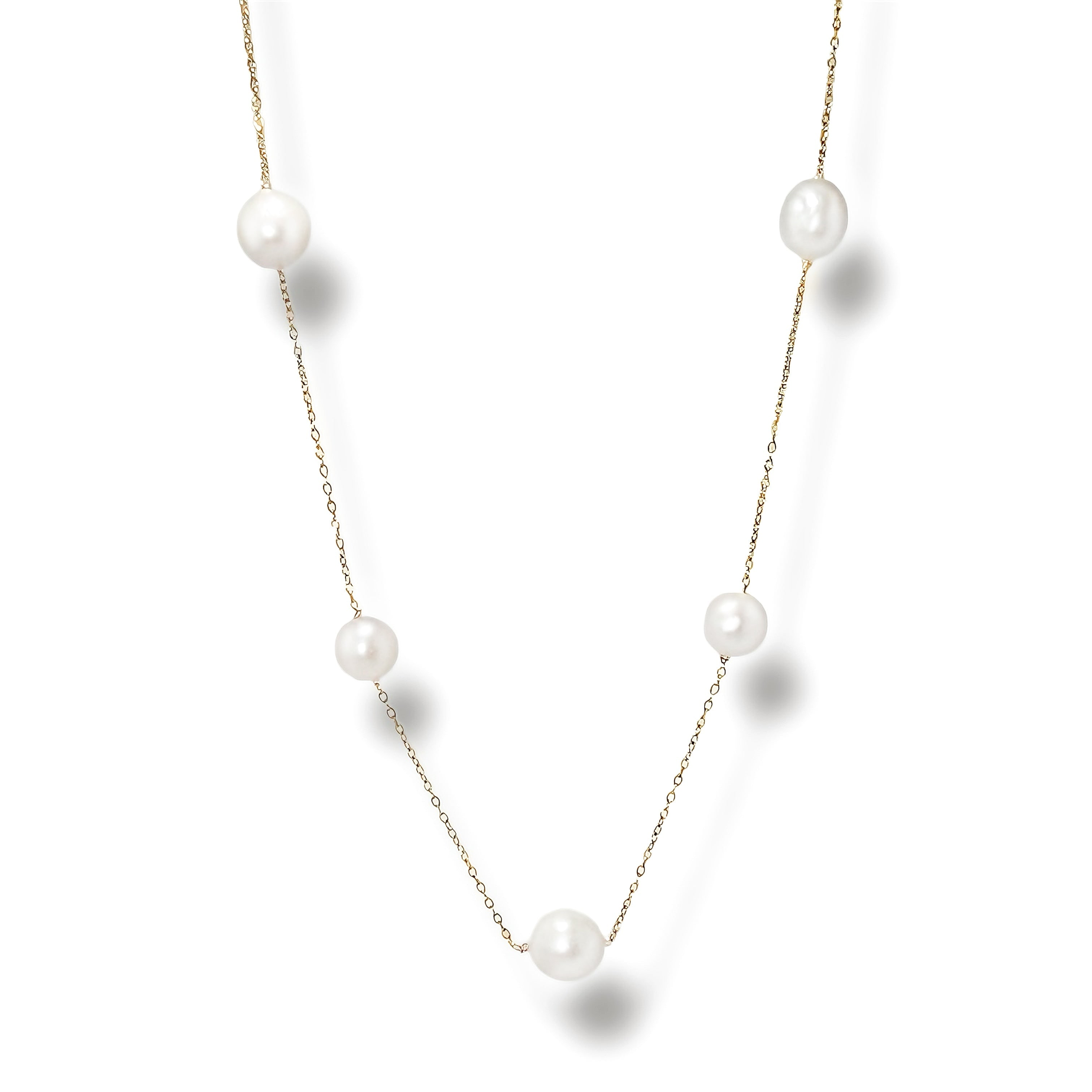 Ninemoo Women's Gold / White Gold Luminous Pearl Necklace