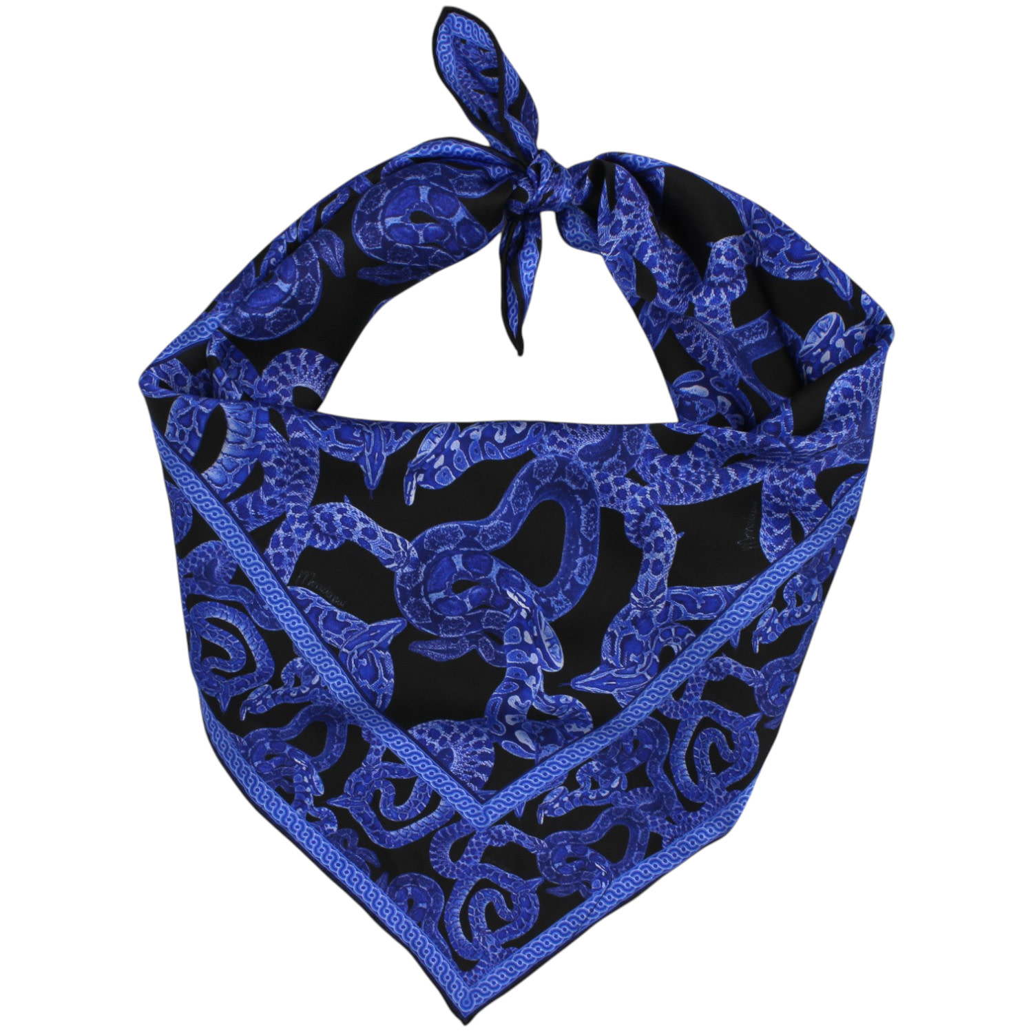 Monzlapur New York Women's Silk Serpent Noir Scarf Small - Electric Blue