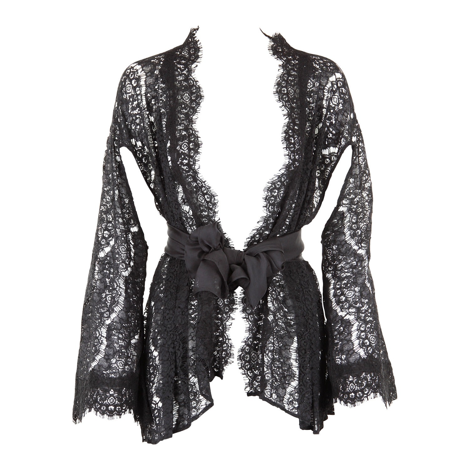 Belle-et-bonbon Women's Black Eva Noir Kimono Backless Lace Kimono