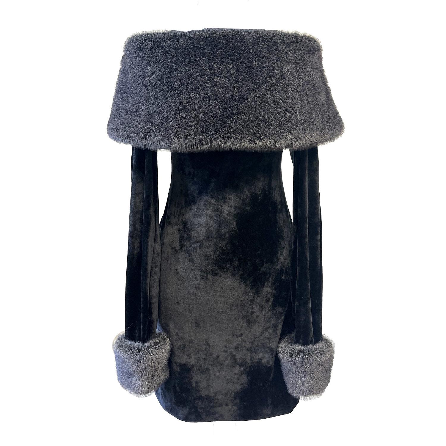 Anna Sui Women's Black / Grey Stretch Velour Dress