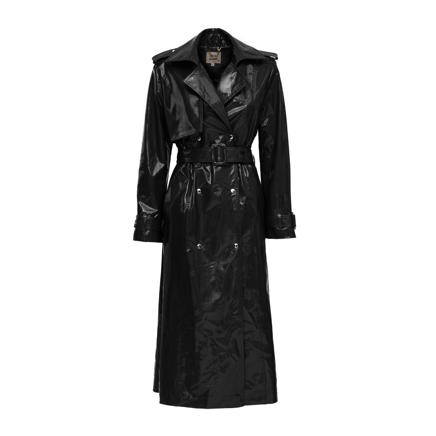 Fashion Black Lacquered Trench Coat | Julia Allert | Wolf & Badger