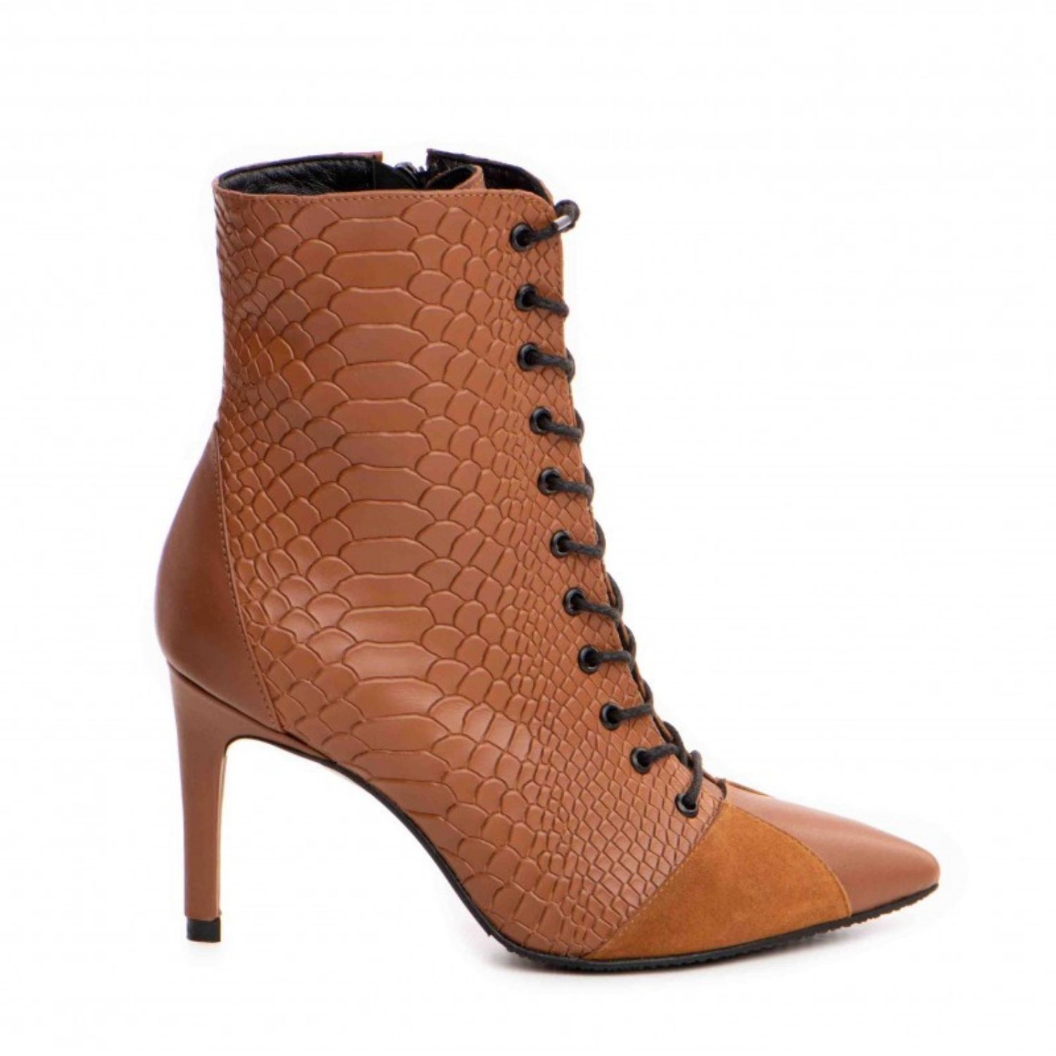 The 5th Element Women's Brown Daria Camel Mid-ankle Slim Boots In Brown