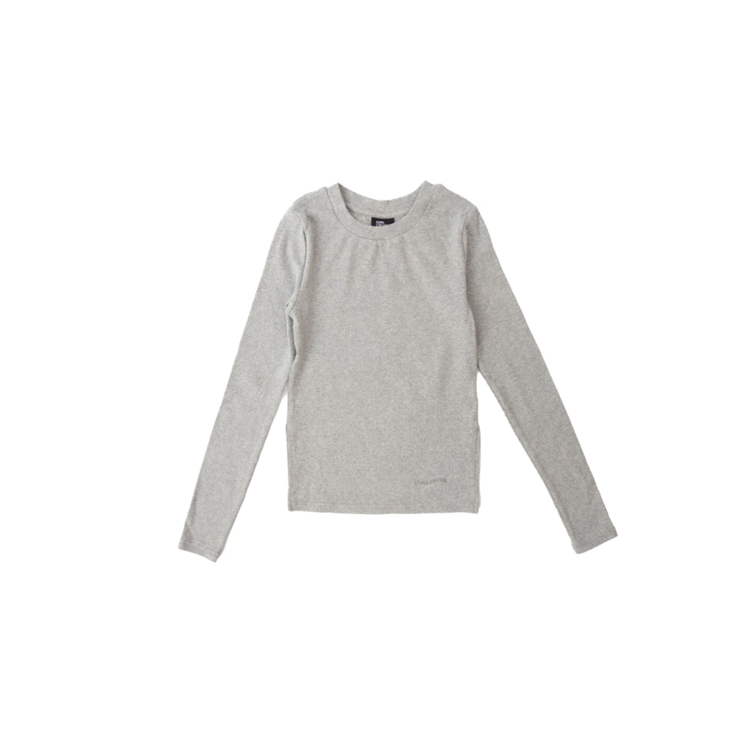 Girl Crush Women's Ribbed Knit Kaki Long Sleeve Tee With Side Slits - Grey In Grey