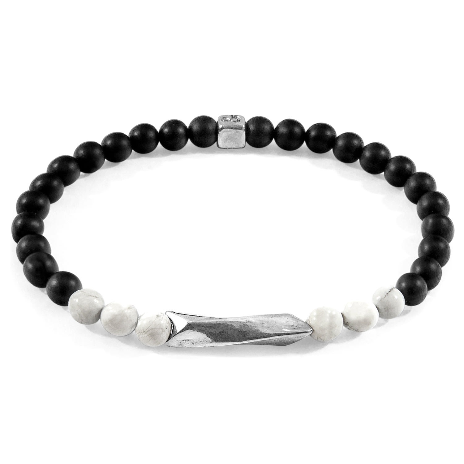 Men’s Black / White White Howlite Orinoco Silver & Stone Bracelet Anchor & Crew