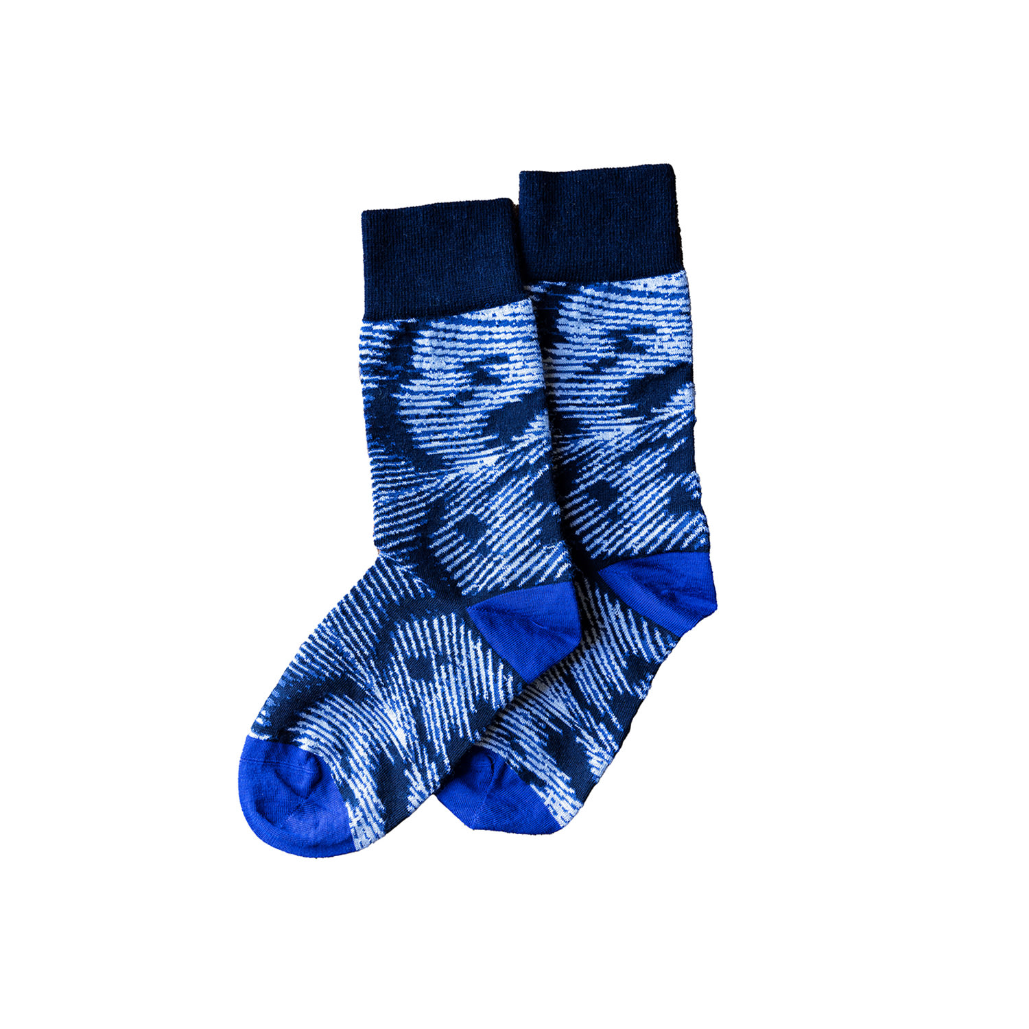 Essien & Emre Women's Pavo Pattern Wool Socks Navy Blue In Blue