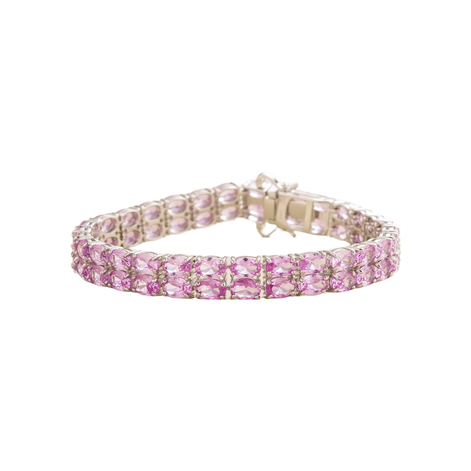 Women’s Pink / Purple / Gold Salto Double White Gold Tennis Bracelet Pink Sapphire Juvetti