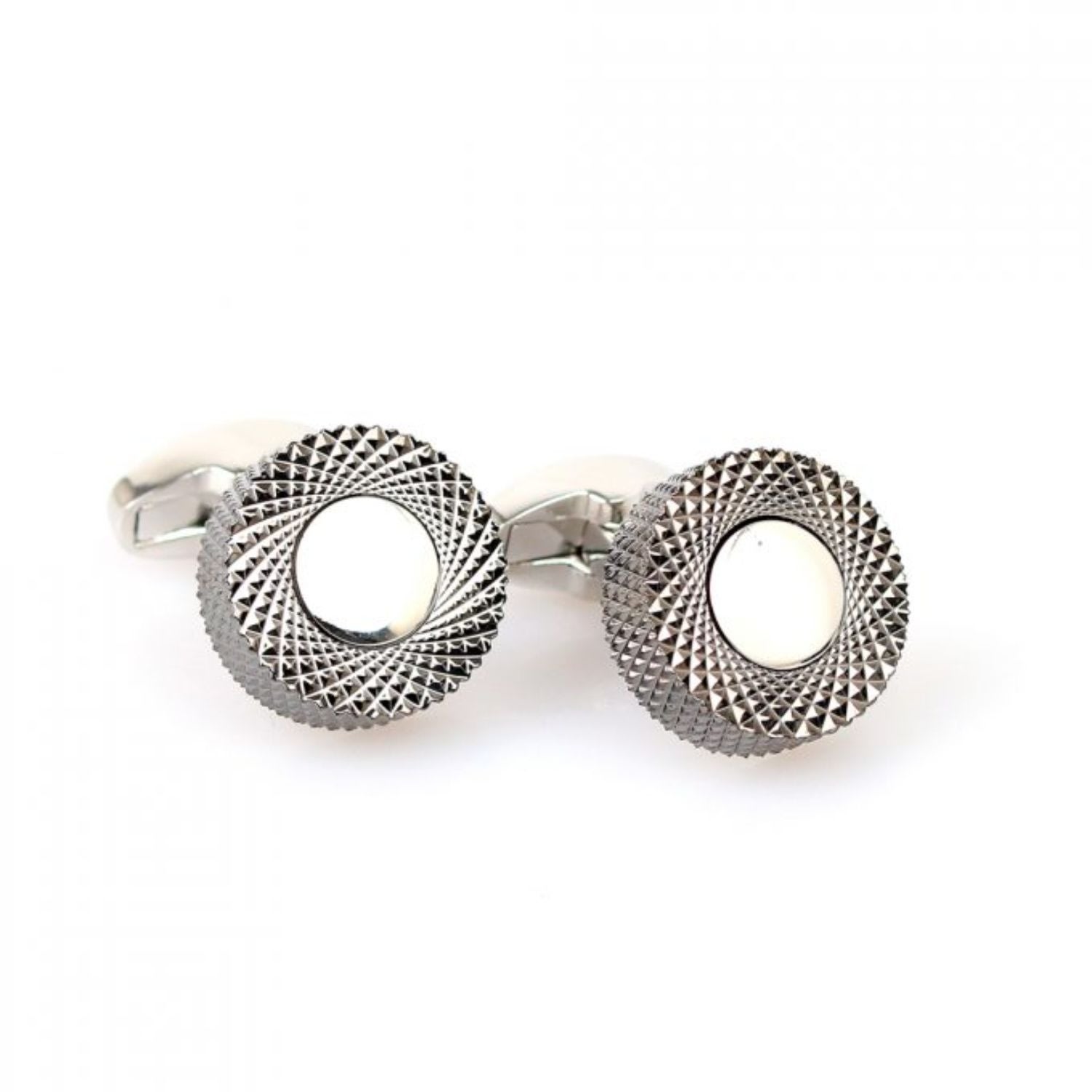Men's Textured Circle Cufflink – Gunmetal | David Wej