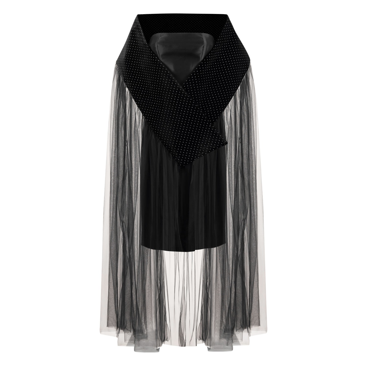 Women’s Velvet Collar Cape Gathered Tulle One Size Azzalia