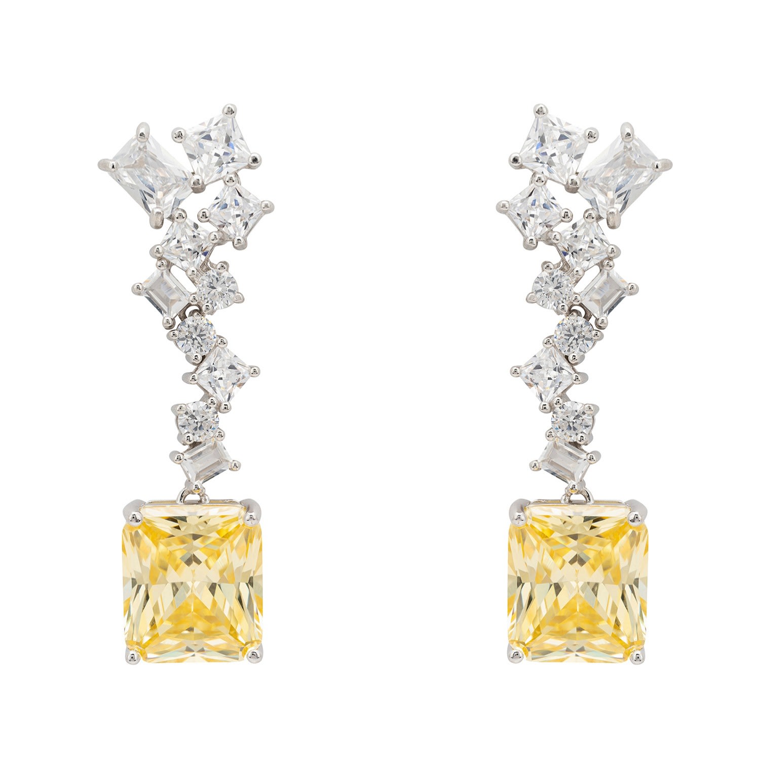 Women’s White / Yellow / Orange Diana Lemon Topaz Drop Earrings Silver Latelita