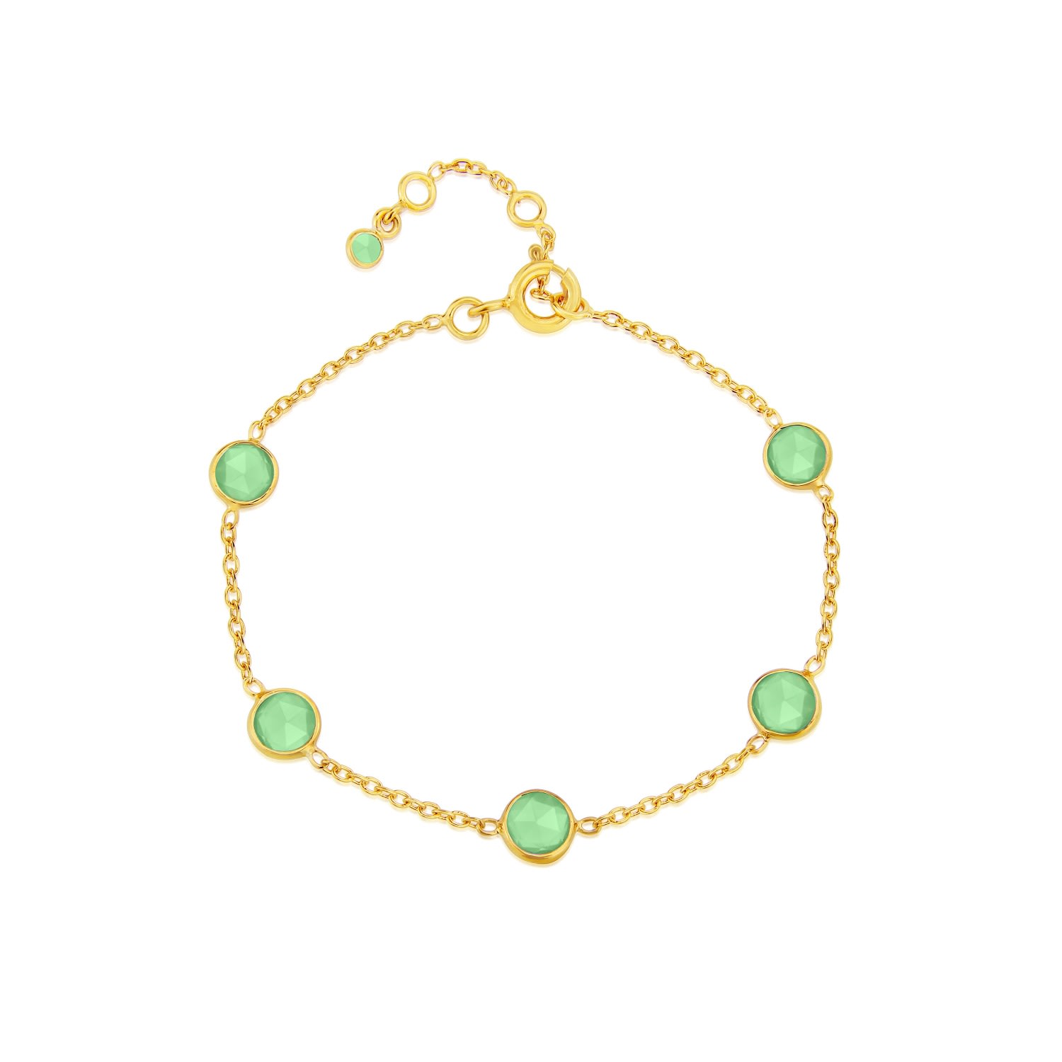 Auree Jewellery Women's Gold / Green Antibes Chrysoprase & Gold Vermeil Bracelet In Multi