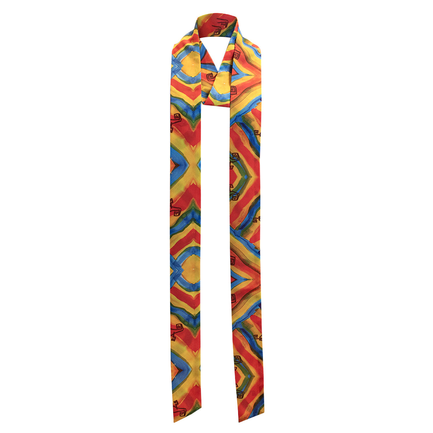 Janara Jones Women's Rainbow Lizards Satin Skinny Long Scarf In Multi