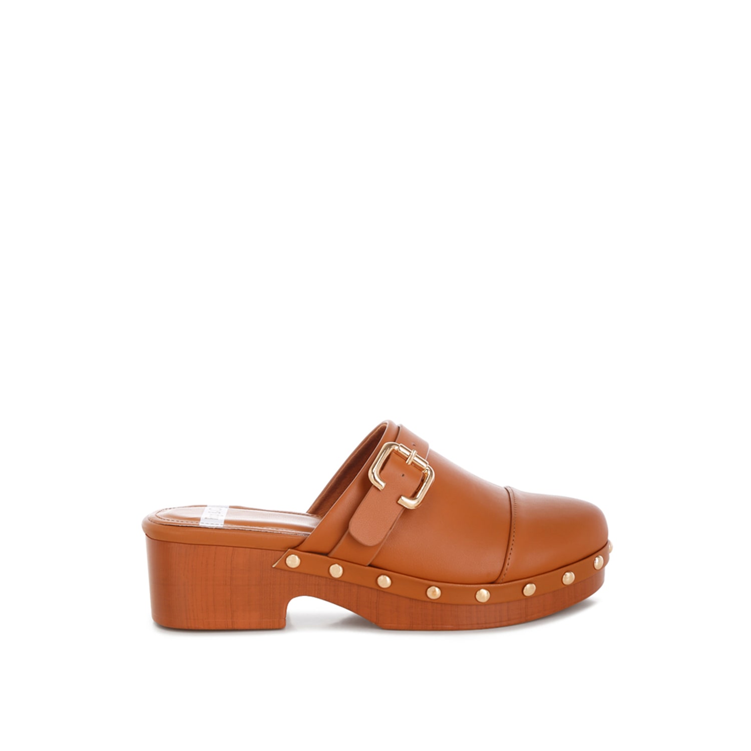 Women's Orange Pinto Studded Genuine Leather Clogs In Tan By Rag & Co