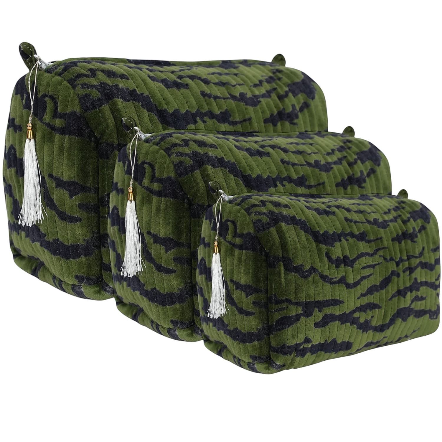 Conscious Yoga Collective The Tiger Velvet Travel Set In Green