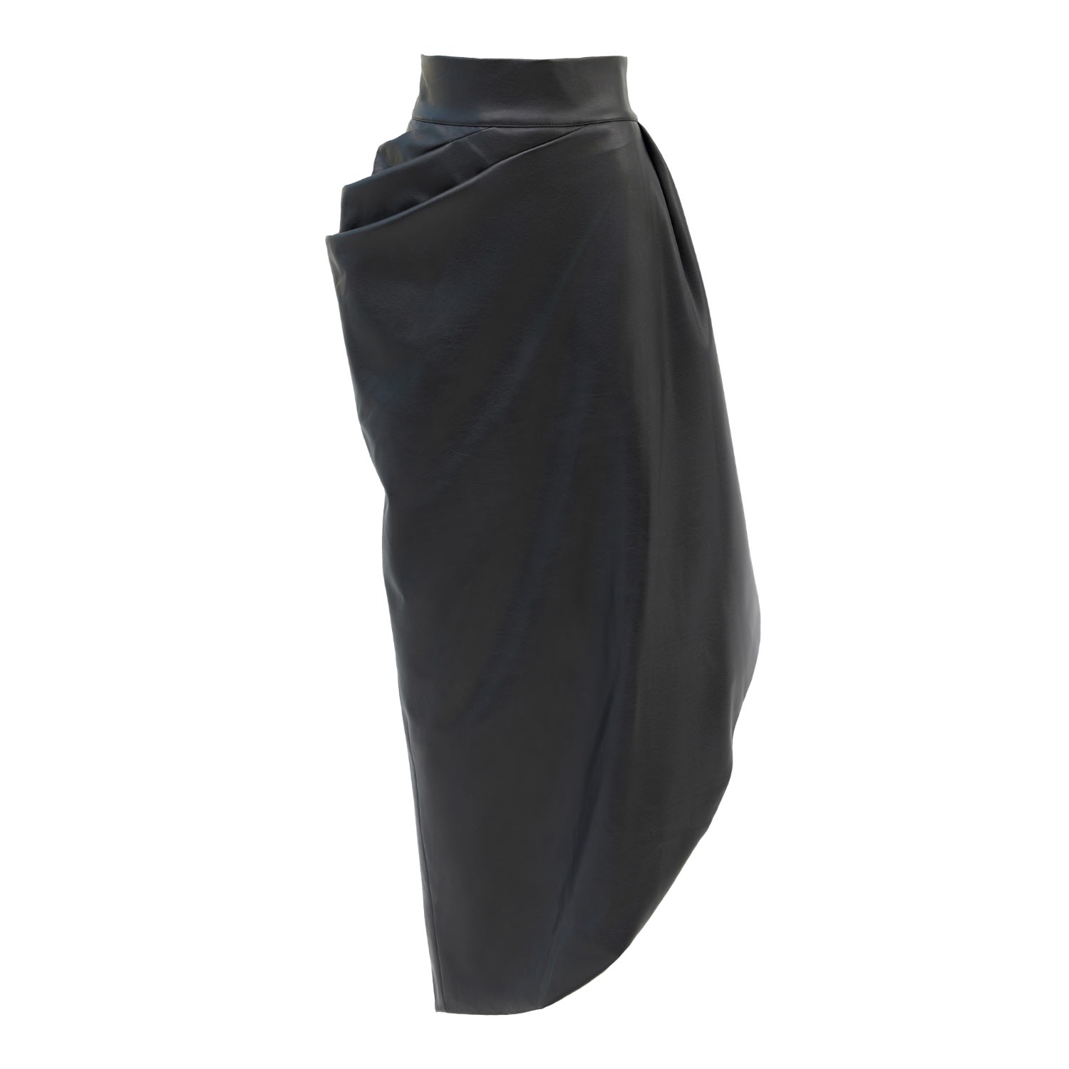 Julia Allert Women's Designer Soft Faux Leather Asymmetrical Midi Skirt Black In Black
