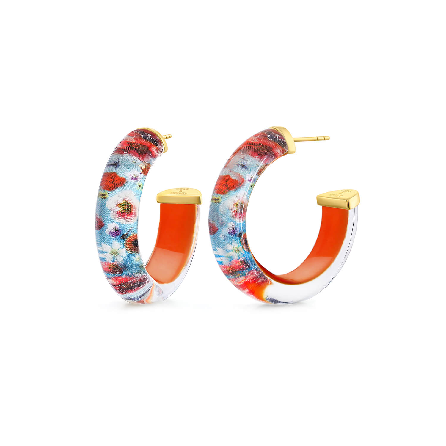 Gold & Honey Women's Blue / Gold Wild Flower Lucite Hoops