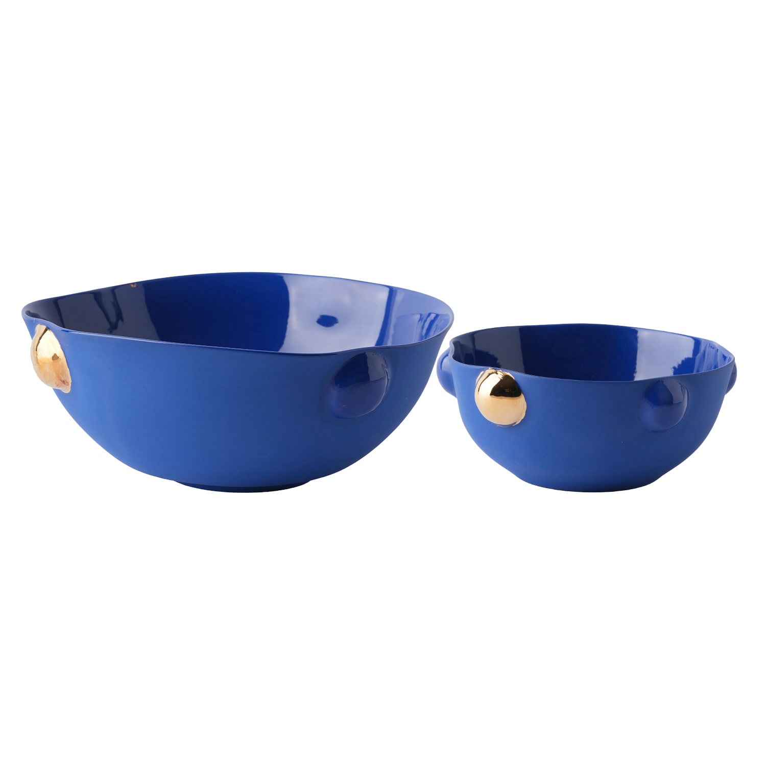 Maji Atelier Blue / Gold Cosmopolitan Porcelain Bowl Duo – Dark Blue, Small & Large In Multi