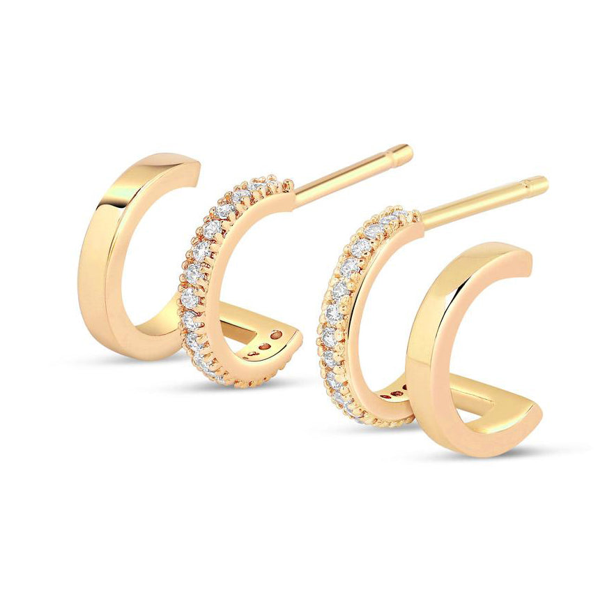 Gold Trip Women's Double Hoop Illusion Earrings In Gold