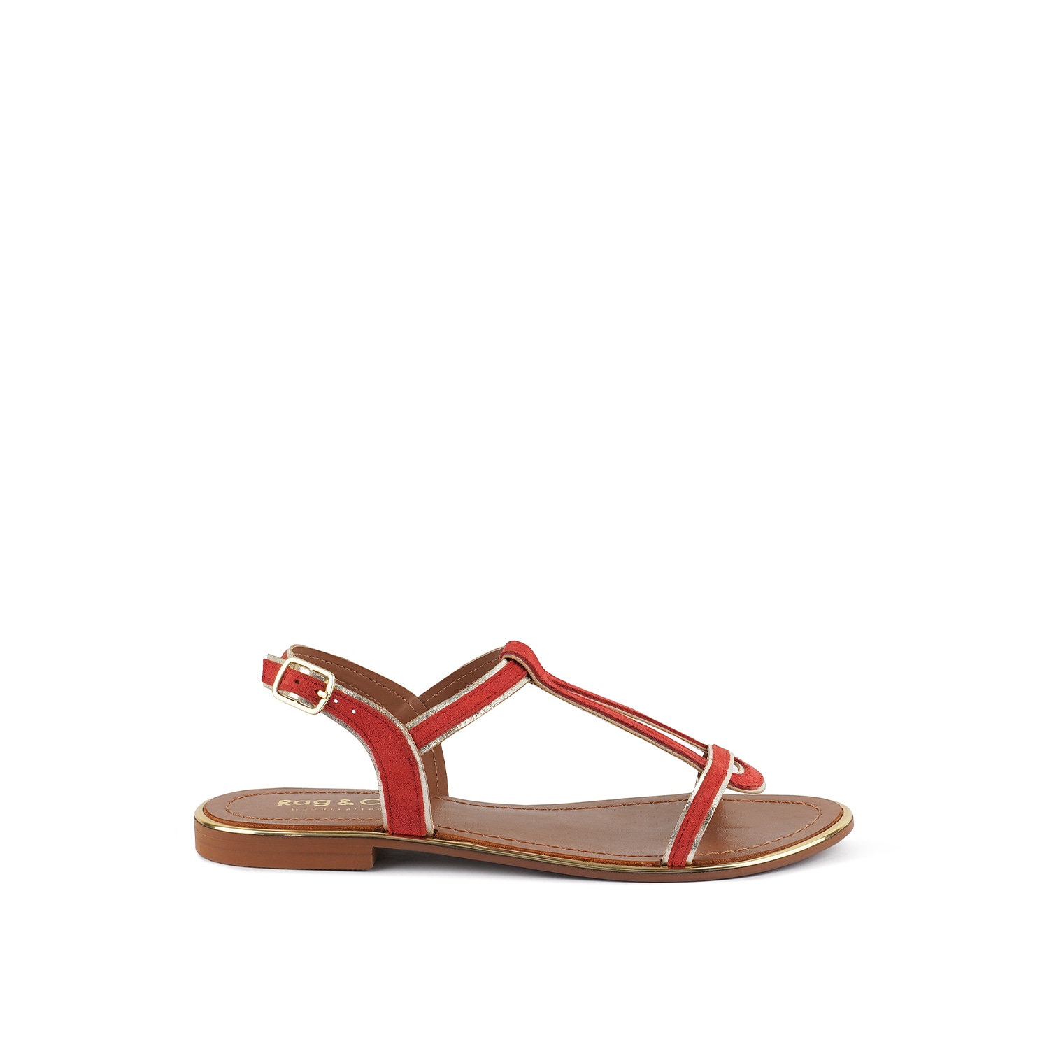 Rag & Co Women's Feodora Red Flat Slip-on Sandals