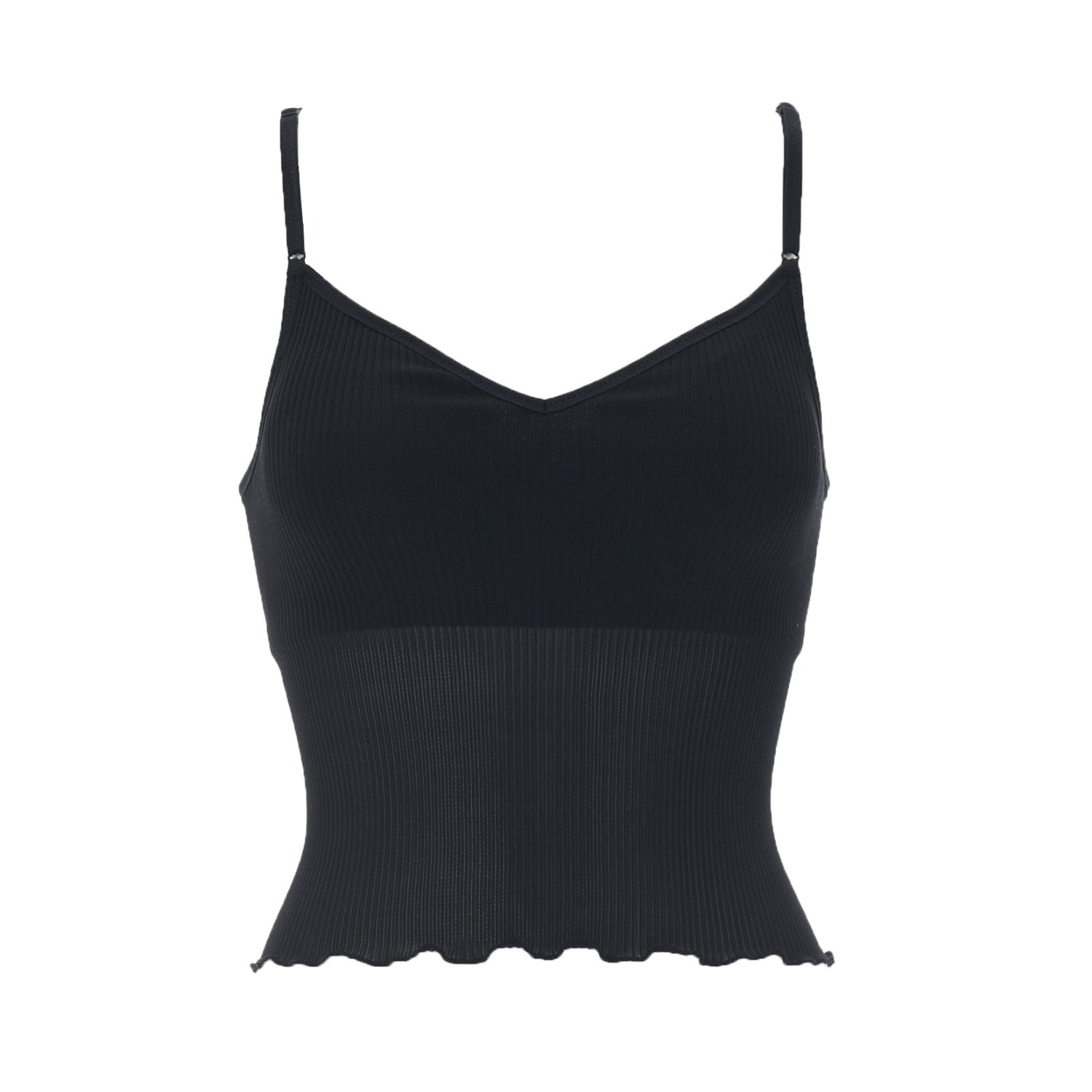 Aromatique Women's Ribbed Silk Cropped Camisole - Black In Black