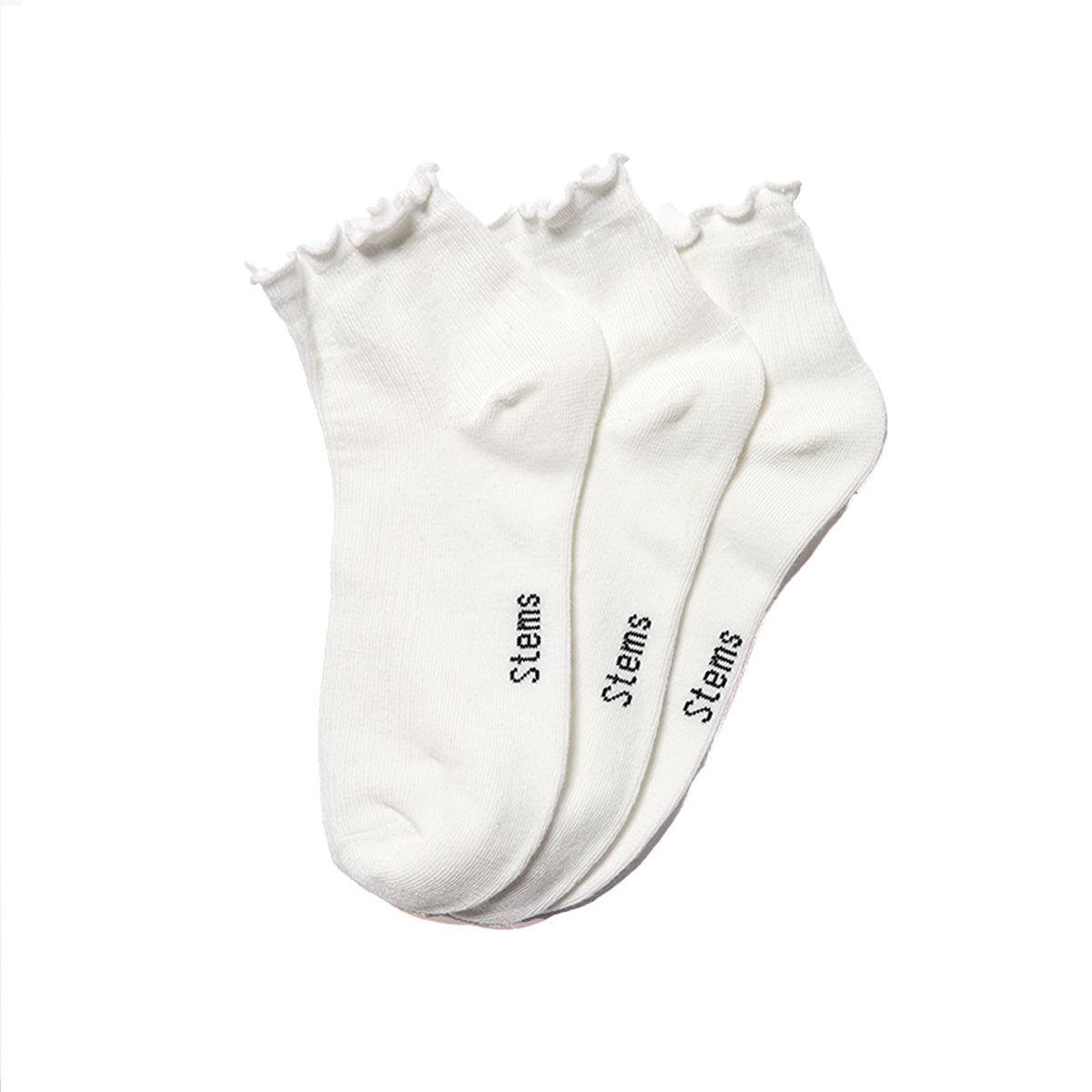 Stems Everyday Classic Ruffle Socks In White