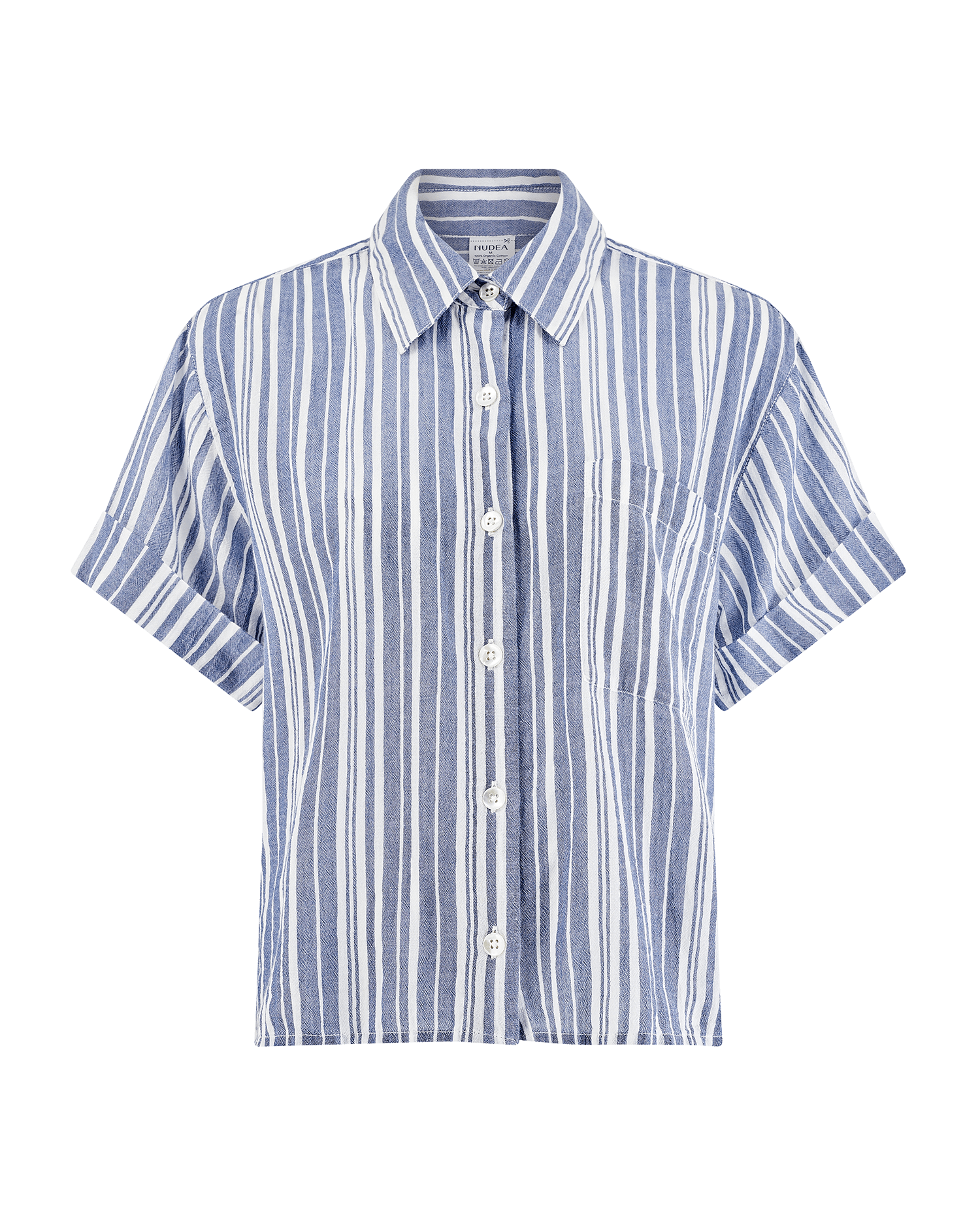 Nudea Women's Blue / White The Short Sleeve Shirt - French Navy Stripe In Blue/white